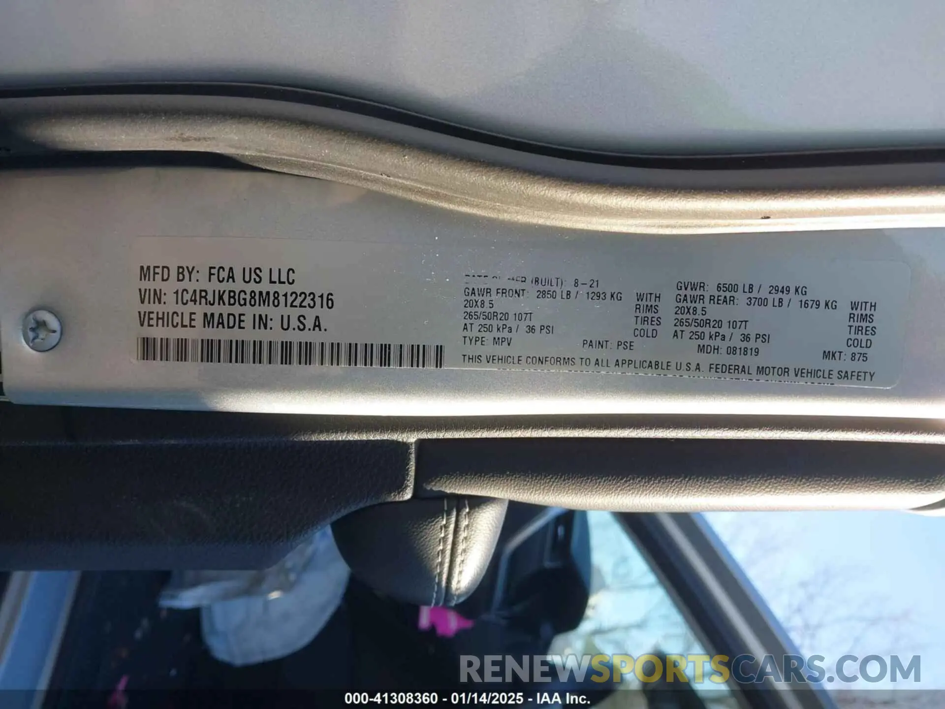 9 fotografías del automóvil dañado 1C4RJKBG8M8122316 JEEP GRAND CHEROKEE L 2021