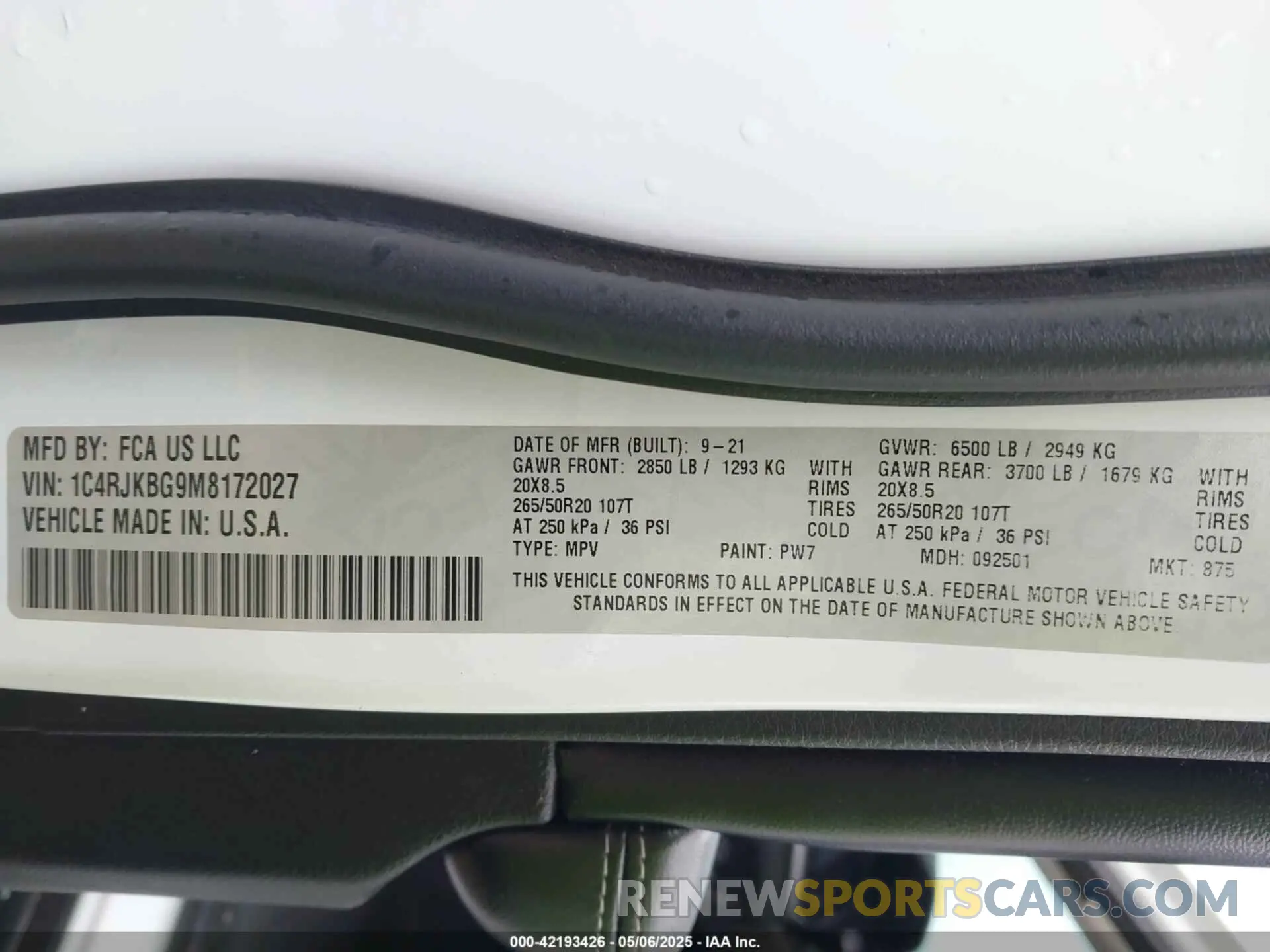 9 fotografías del automóvil dañado 1C4RJKBG9M8172027 JEEP GRAND CHEROKEE L 2021