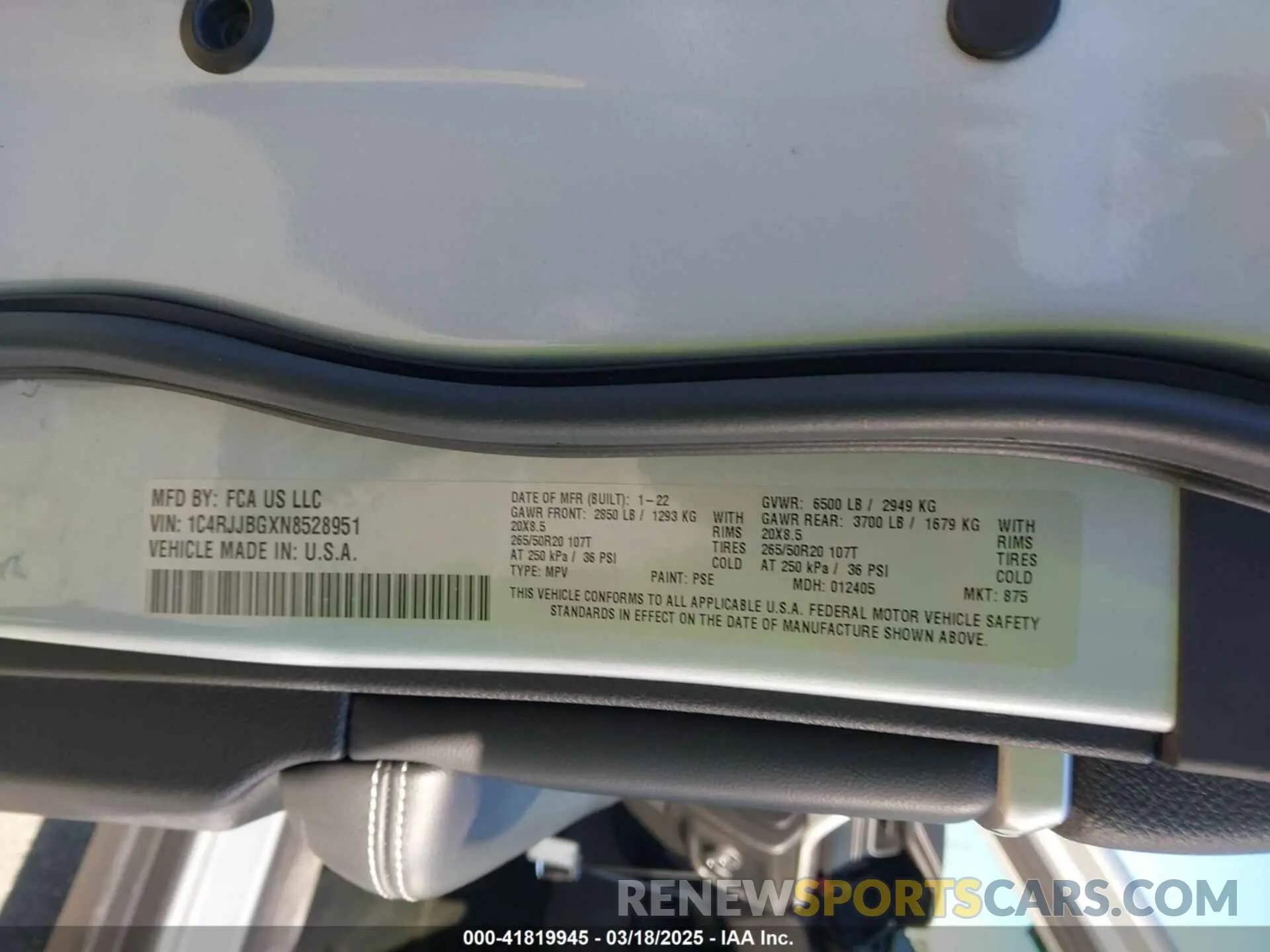 9 fotografías del automóvil dañado 1C4RJJBGXN8528951 JEEP GRAND CHEROKEE L 2022