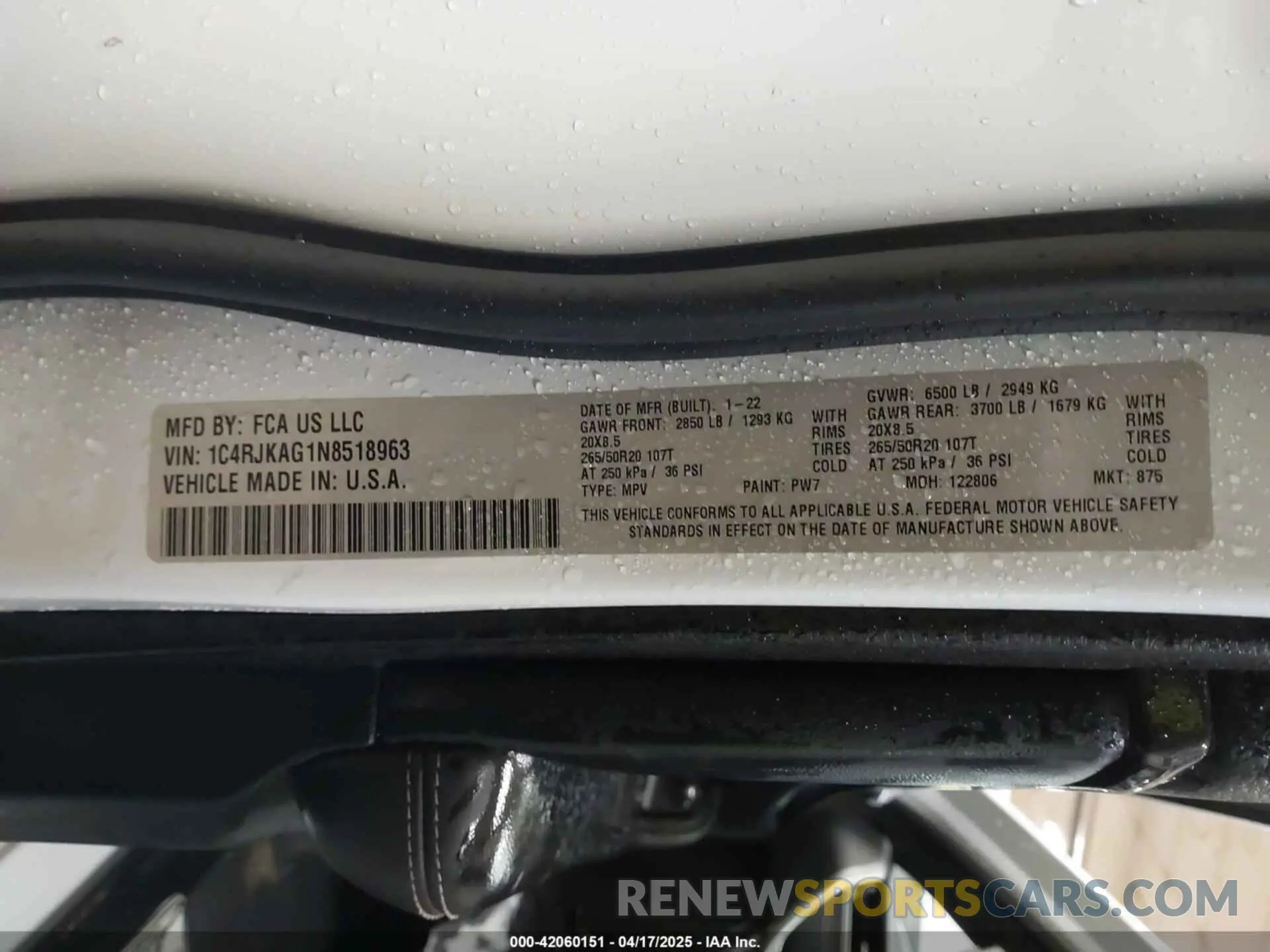 9 fotografías del automóvil dañado 1C4RJKAG1N8518963 JEEP GRAND CHEROKEE L 2022