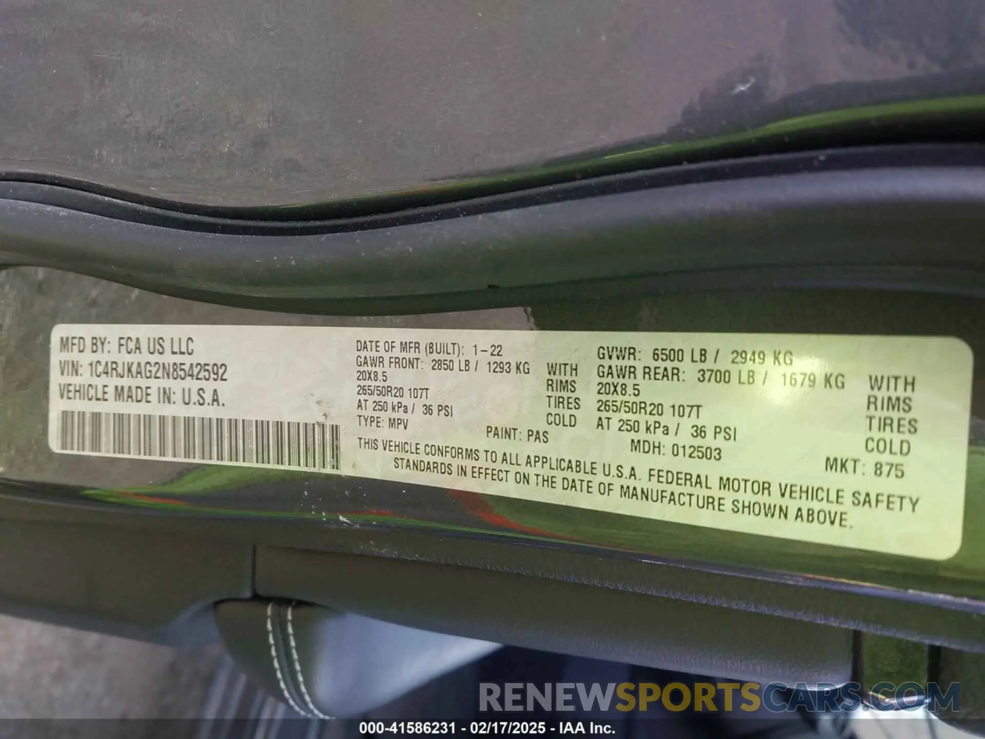 9 fotografías del automóvil dañado 1C4RJKAG2N8542592 JEEP GRAND CHEROKEE L 2022