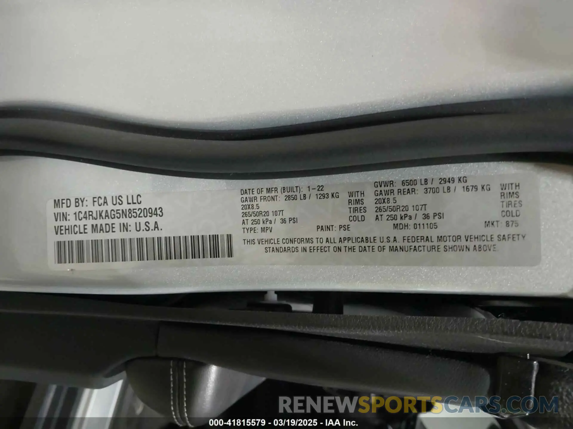 9 fotografías del automóvil dañado 1C4RJKAG5N8520943 JEEP GRAND CHEROKEE L 2022