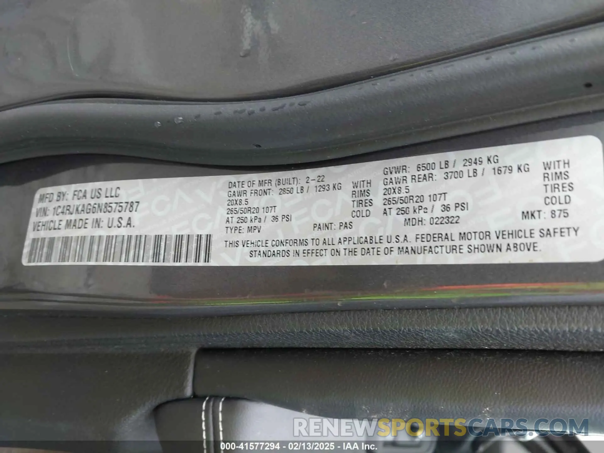 9 fotografías del automóvil dañado 1C4RJKAG6N8575787 JEEP GRAND CHEROKEE L 2022