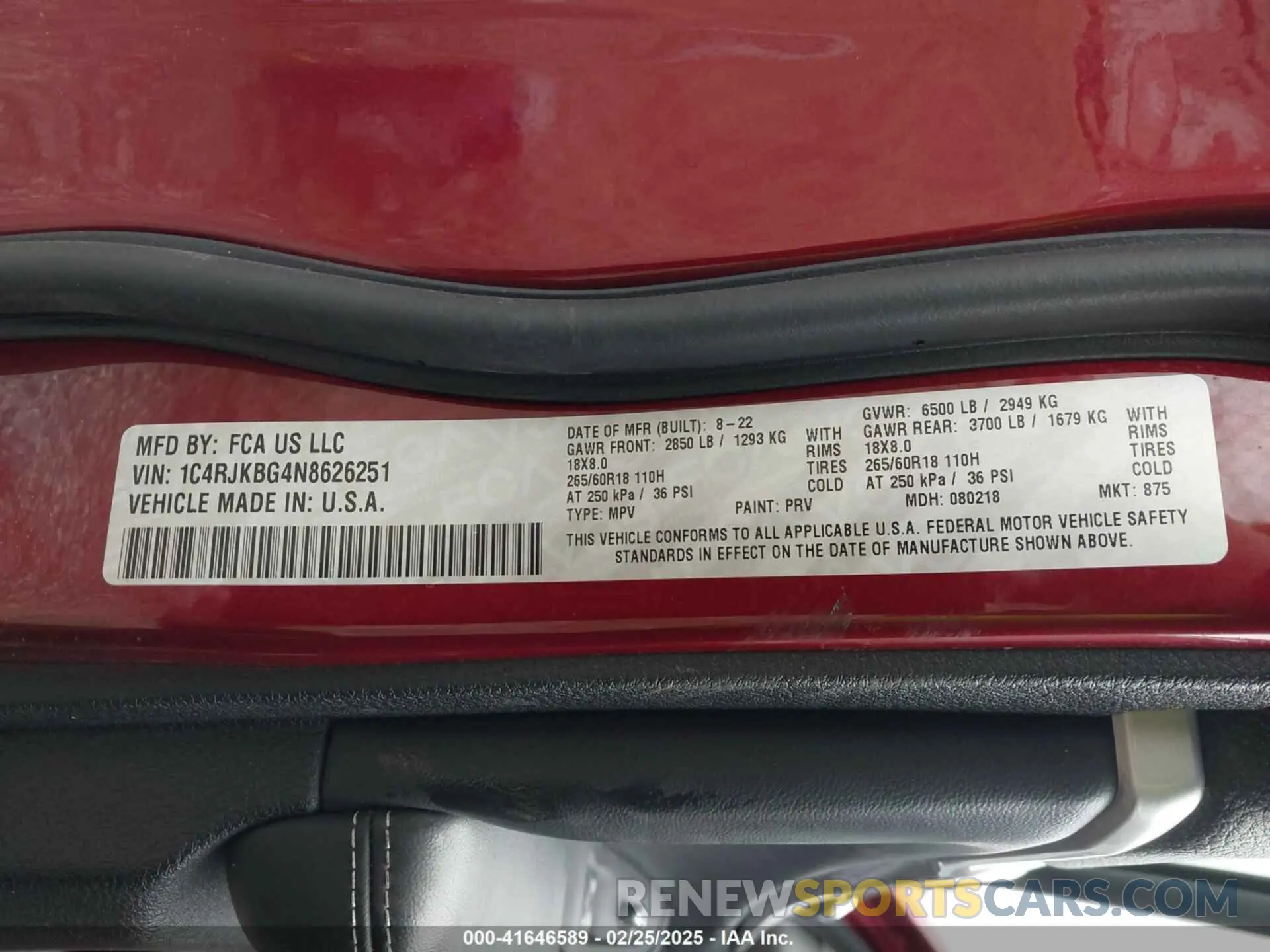 9 fotografías del automóvil dañado 1C4RJKBG4N8626251 JEEP GRAND CHEROKEE L 2022