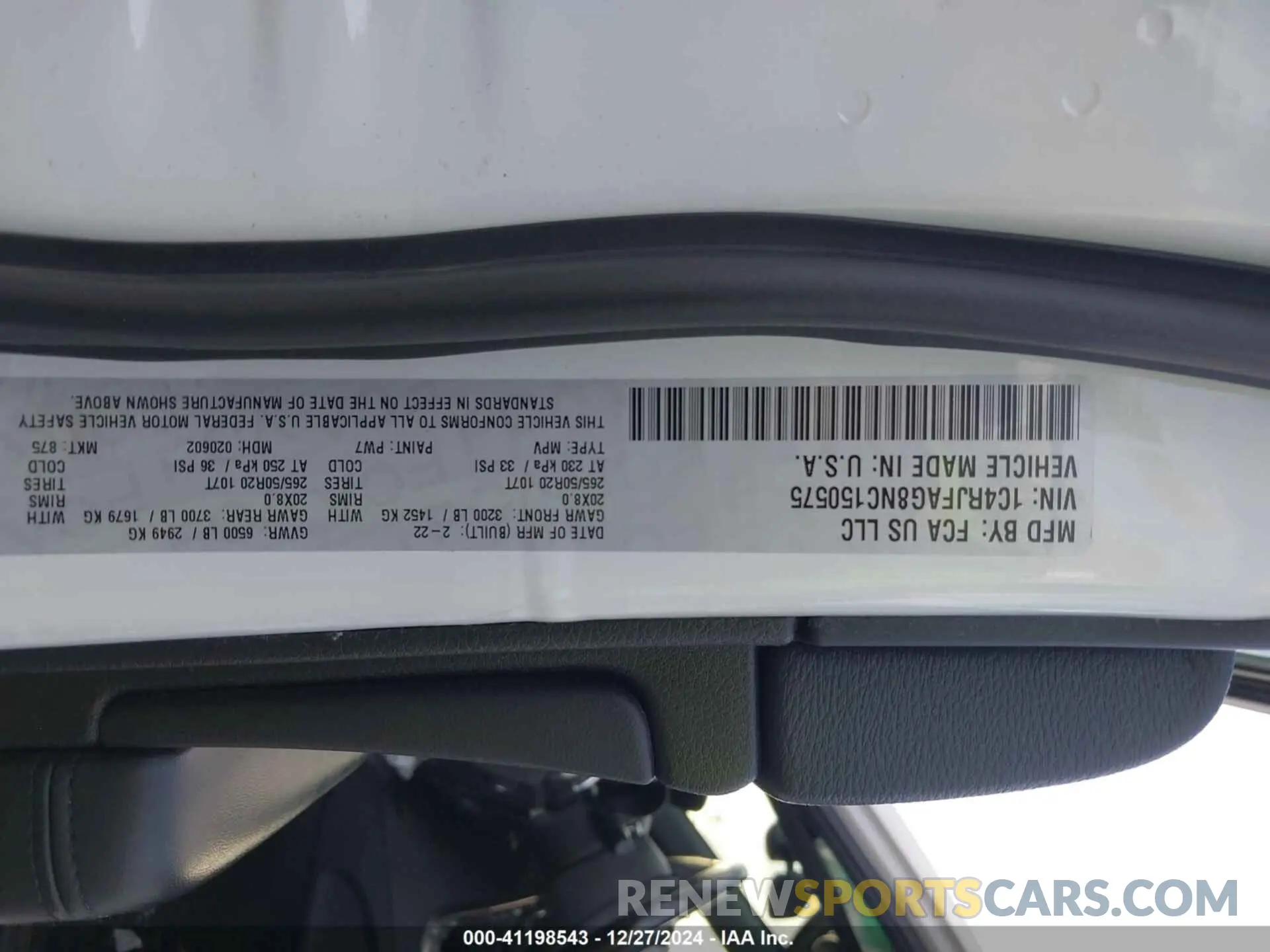 9 fotografías del automóvil dañado 1C4RJFAG8NC150575 JEEP GRAND CHEROKEE WK 2022