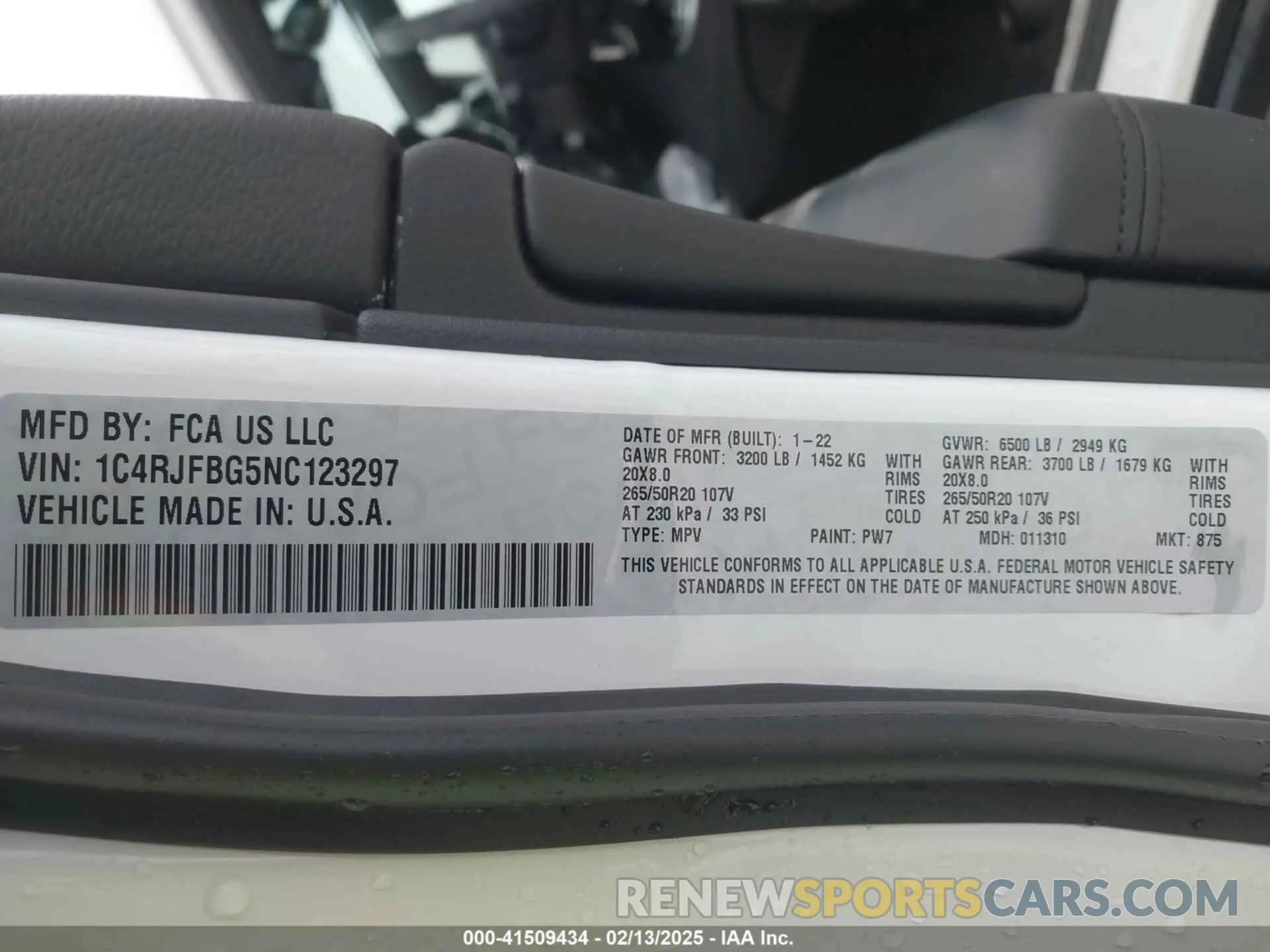 9 fotografías del automóvil dañado 1C4RJFBG5NC123297 JEEP GRAND CHEROKEE WK 2022
