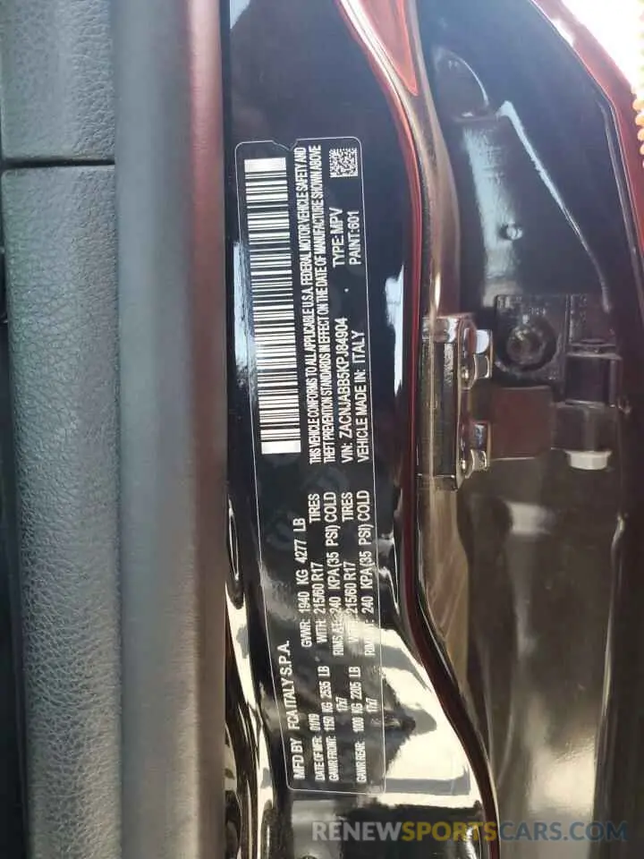 13 fotografías del automóvil dañado ZACNJABB5KPJ84904 JEEP RENEGADE 2019