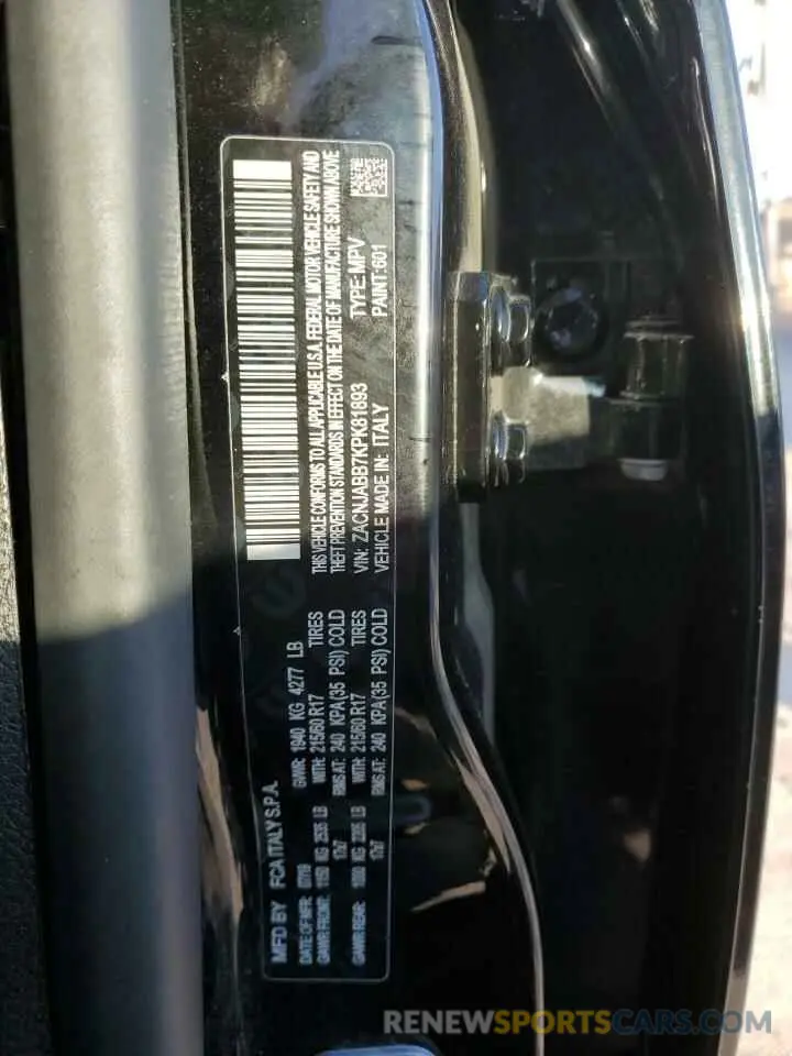 15 fotografías del automóvil dañado ZACNJABB7KPK81893 JEEP RENEGADE 2019