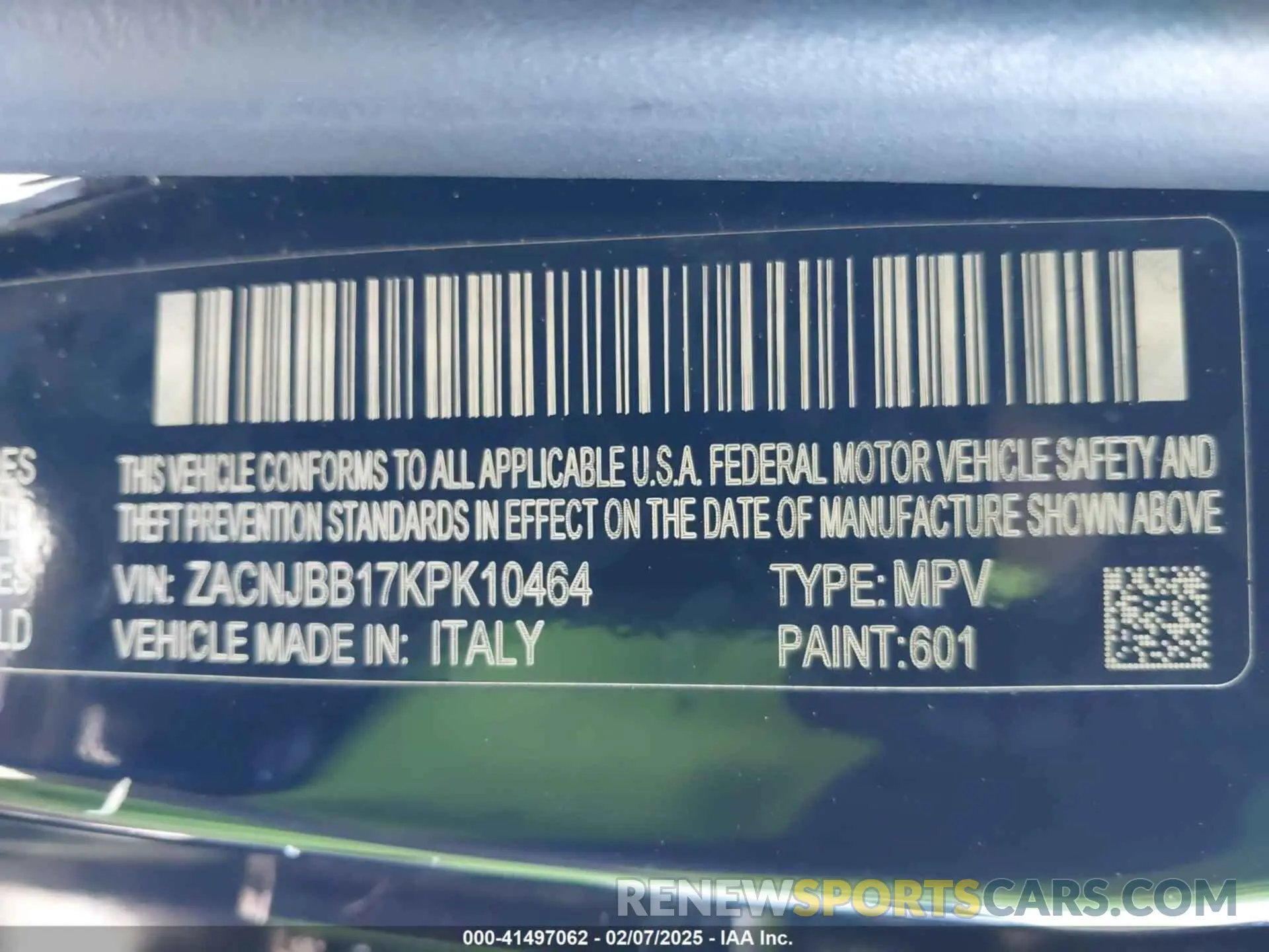 9 fotografías del automóvil dañado ZACNJBB17KPK10464 JEEP RENEGADE 2019