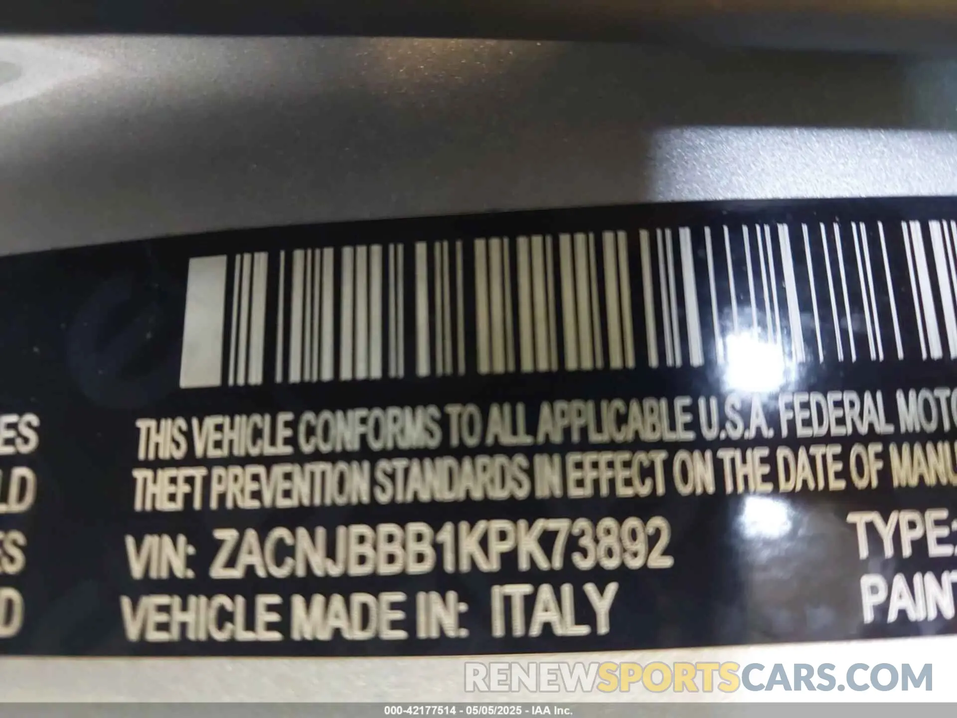 9 fotografías del automóvil dañado ZACNJBBB1KPK73892 JEEP RENEGADE 2019