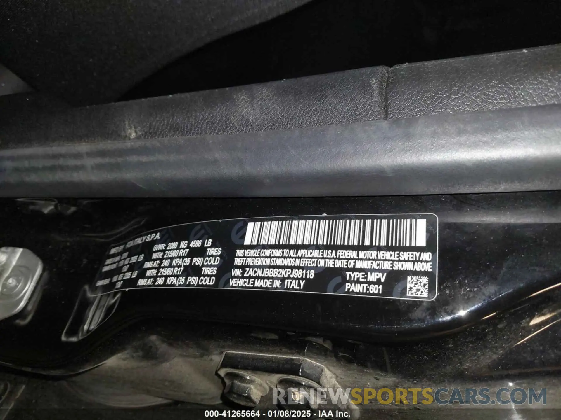 9 fotografías del automóvil dañado ZACNJBBB2KPJ98118 JEEP RENEGADE 2019