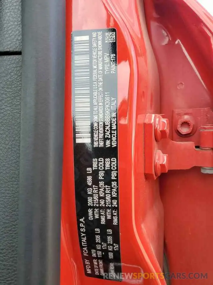 13 fotografías del automóvil dañado ZACNJBBB5KPK30611 JEEP RENEGADE 2019