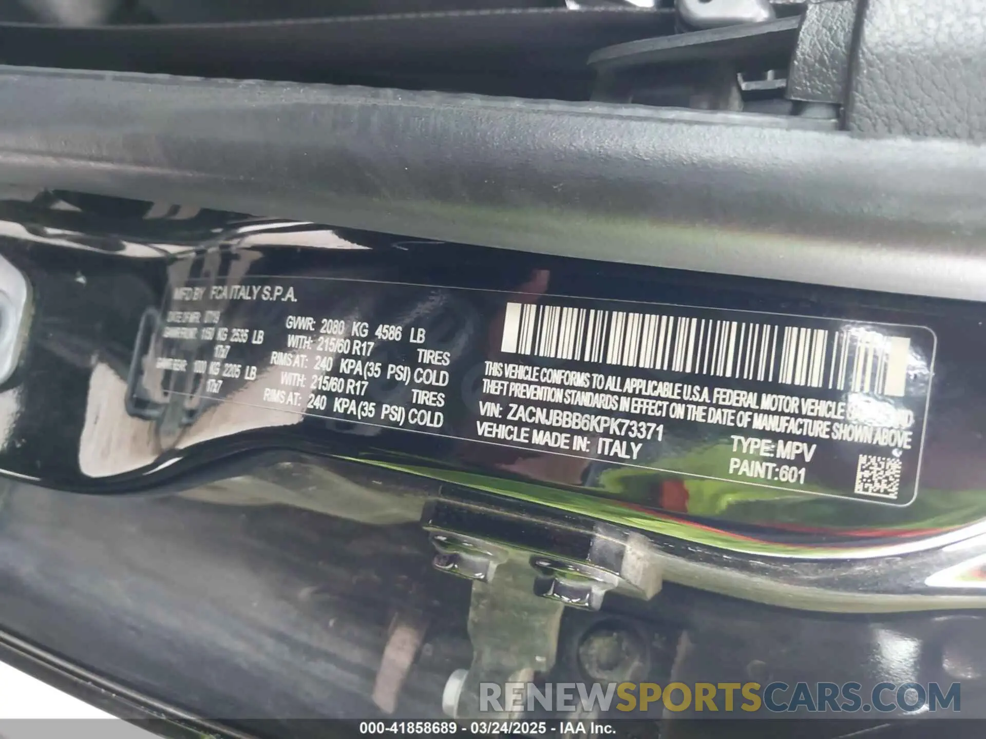 9 fotografías del automóvil dañado ZACNJBBB6KPK73371 JEEP RENEGADE 2019