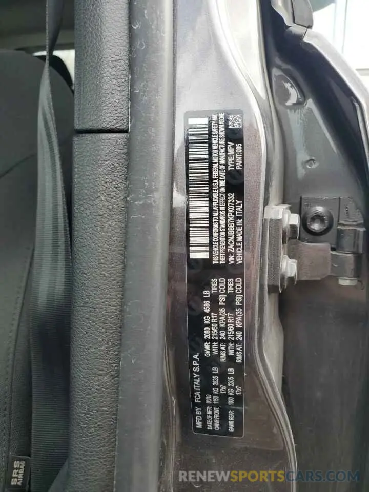 13 fotografías del automóvil dañado ZACNJBBB7KPK07332 JEEP RENEGADE 2019