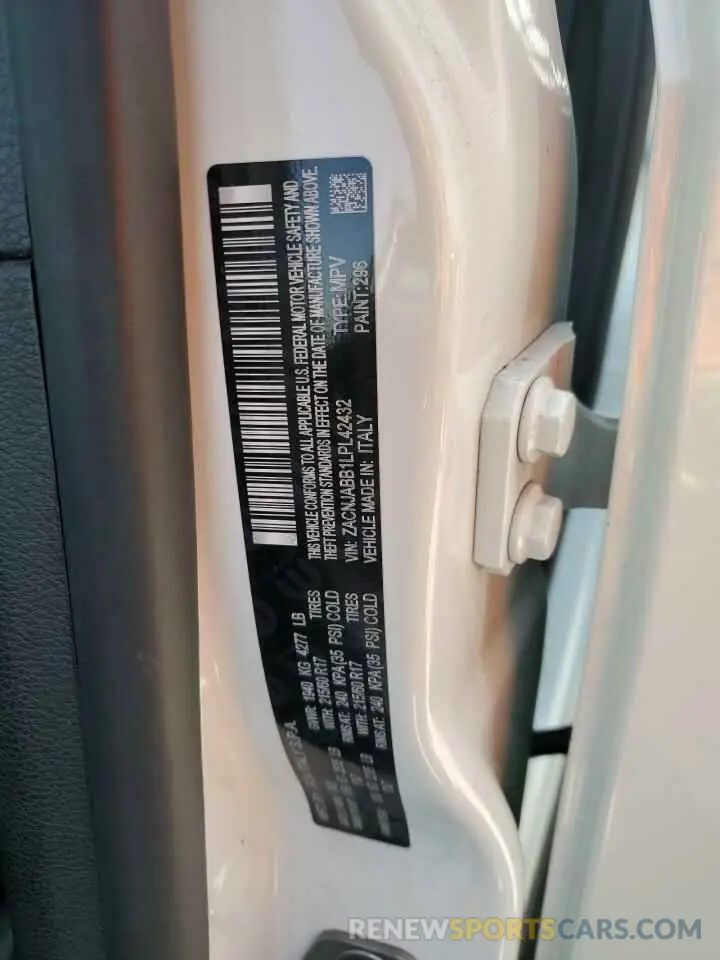 12 fotografías del automóvil dañado ZACNJABB1LPL42432 JEEP RENEGADE 2020