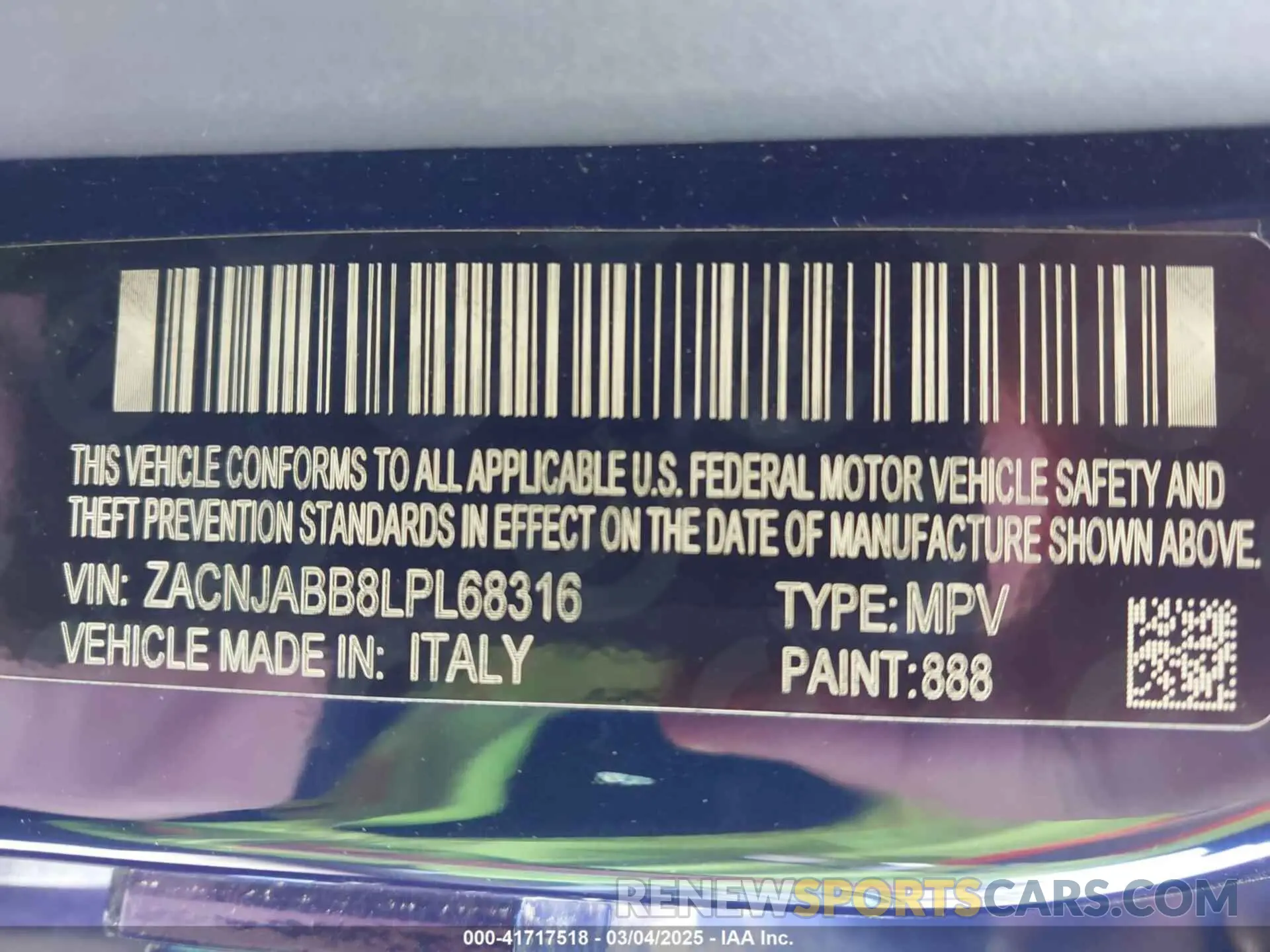 9 fotografías del automóvil dañado ZACNJABB8LPL68316 JEEP RENEGADE 2020