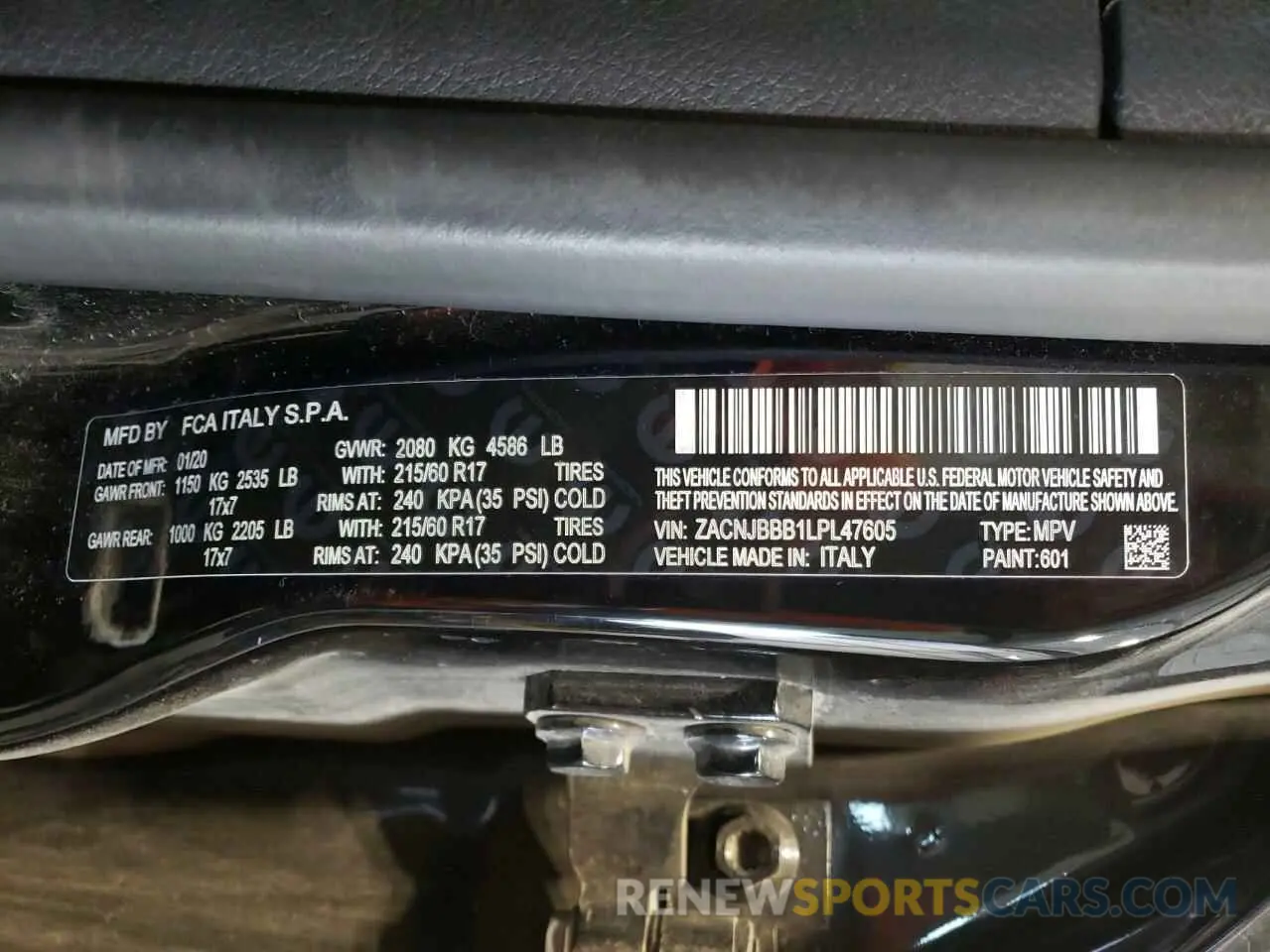 13 fotografías del automóvil dañado ZACNJBBB1LPL47605 JEEP RENEGADE 2020