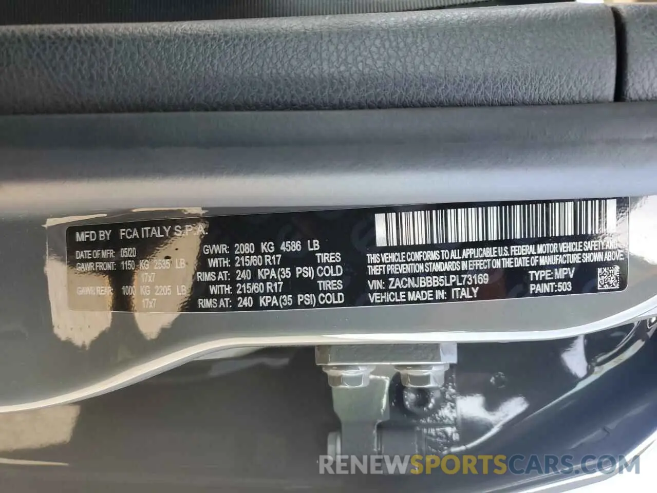 13 fotografías del automóvil dañado ZACNJBBB5LPL73169 JEEP RENEGADE 2020