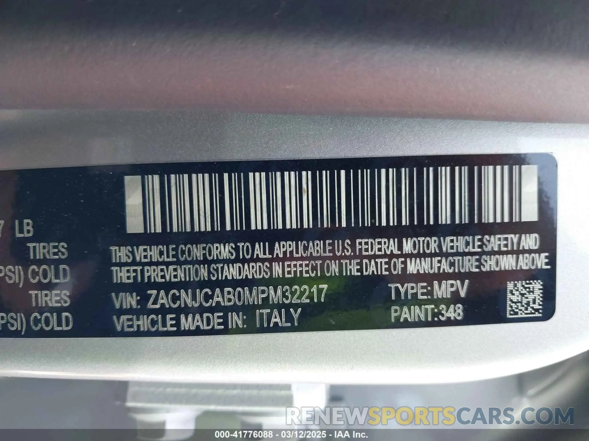 9 fotografías del automóvil dañado ZACNJCAB0MPM32217 JEEP RENEGADE 2021