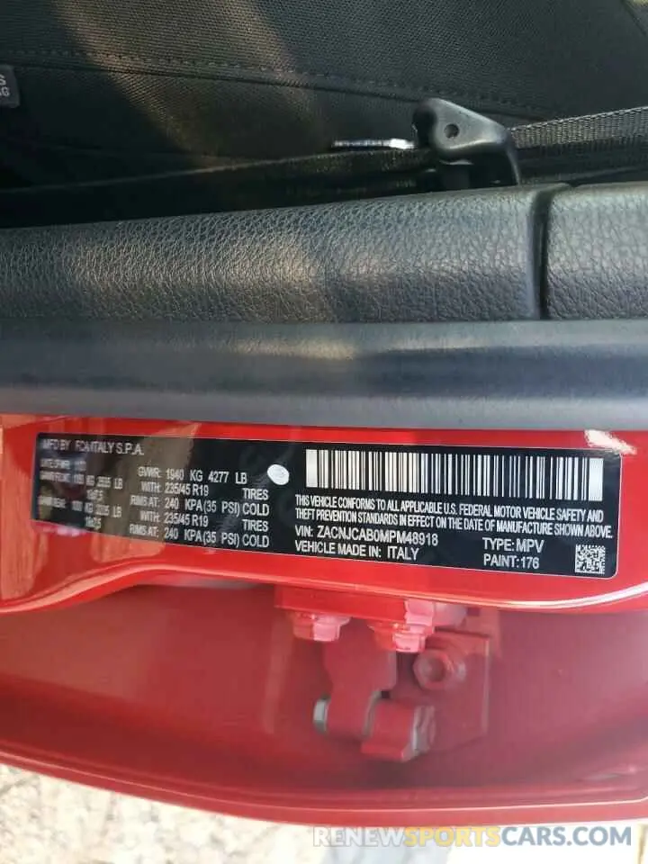 13 fotografías del automóvil dañado ZACNJCAB0MPM48918 JEEP RENEGADE 2021