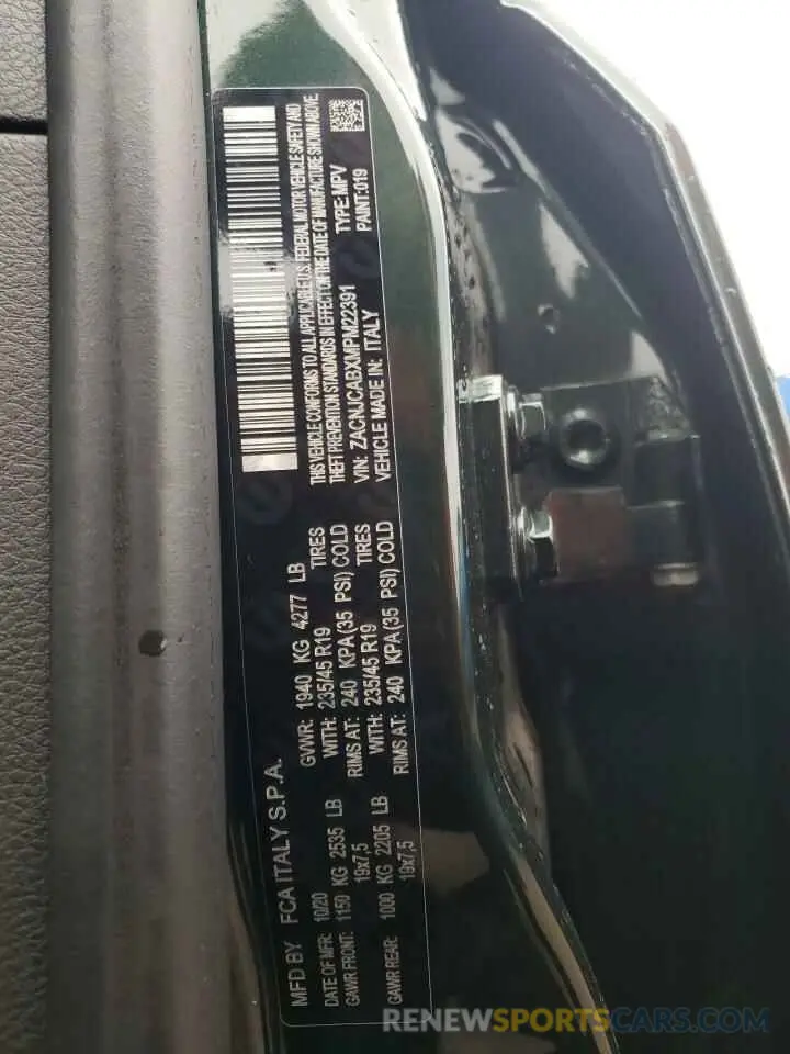 12 fotografías del automóvil dañado ZACNJCABXMPM22391 JEEP RENEGADE 2021
