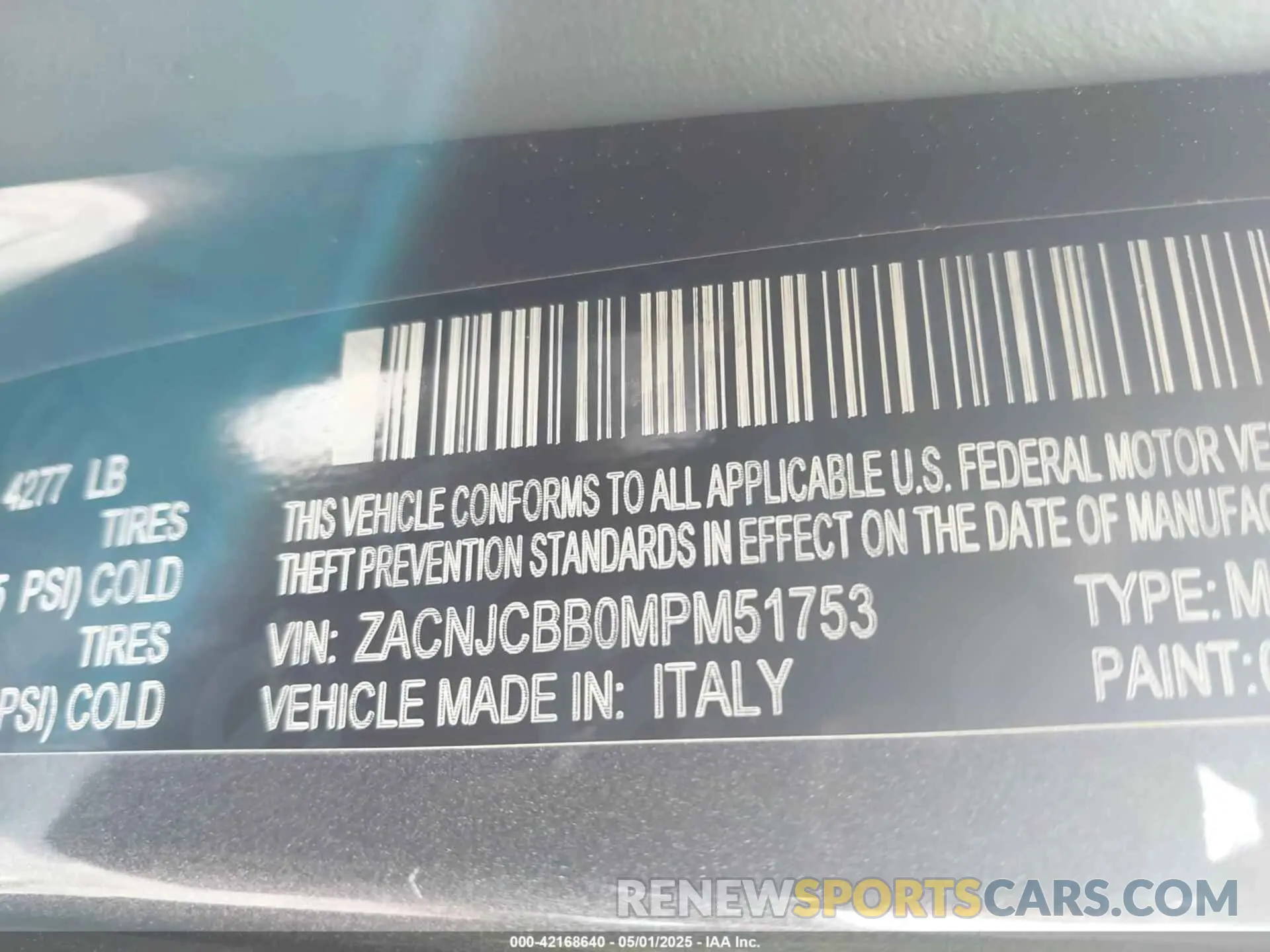 9 fotografías del automóvil dañado ZACNJCBB0MPM51753 JEEP RENEGADE 2021