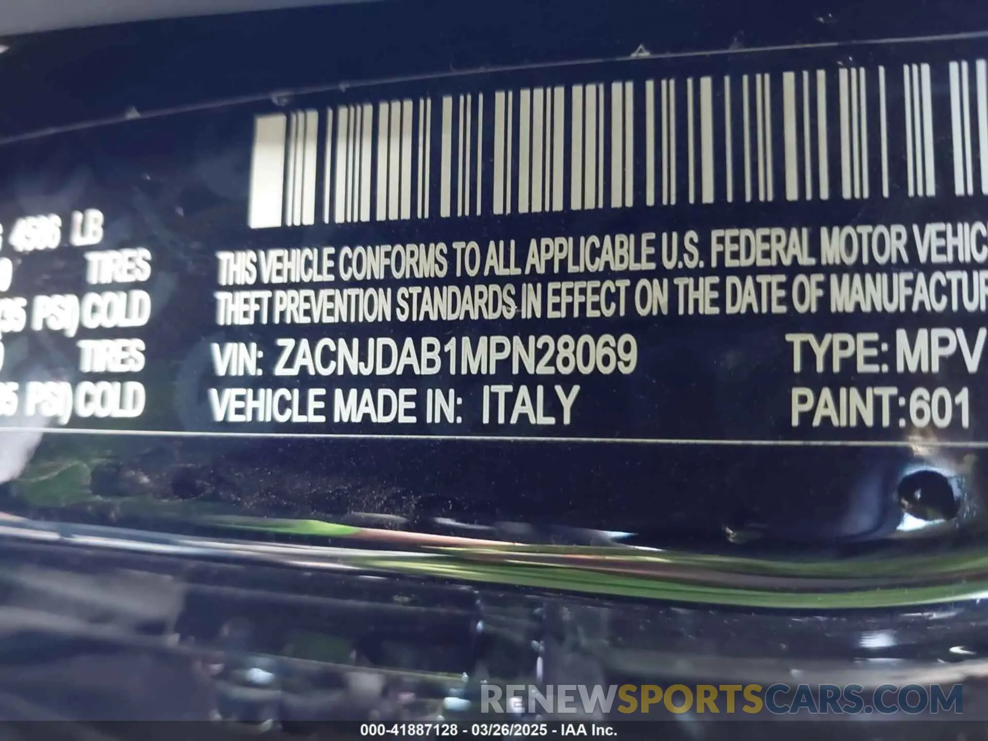 9 fotografías del automóvil dañado ZACNJDAB1MPN28069 JEEP RENEGADE 2021