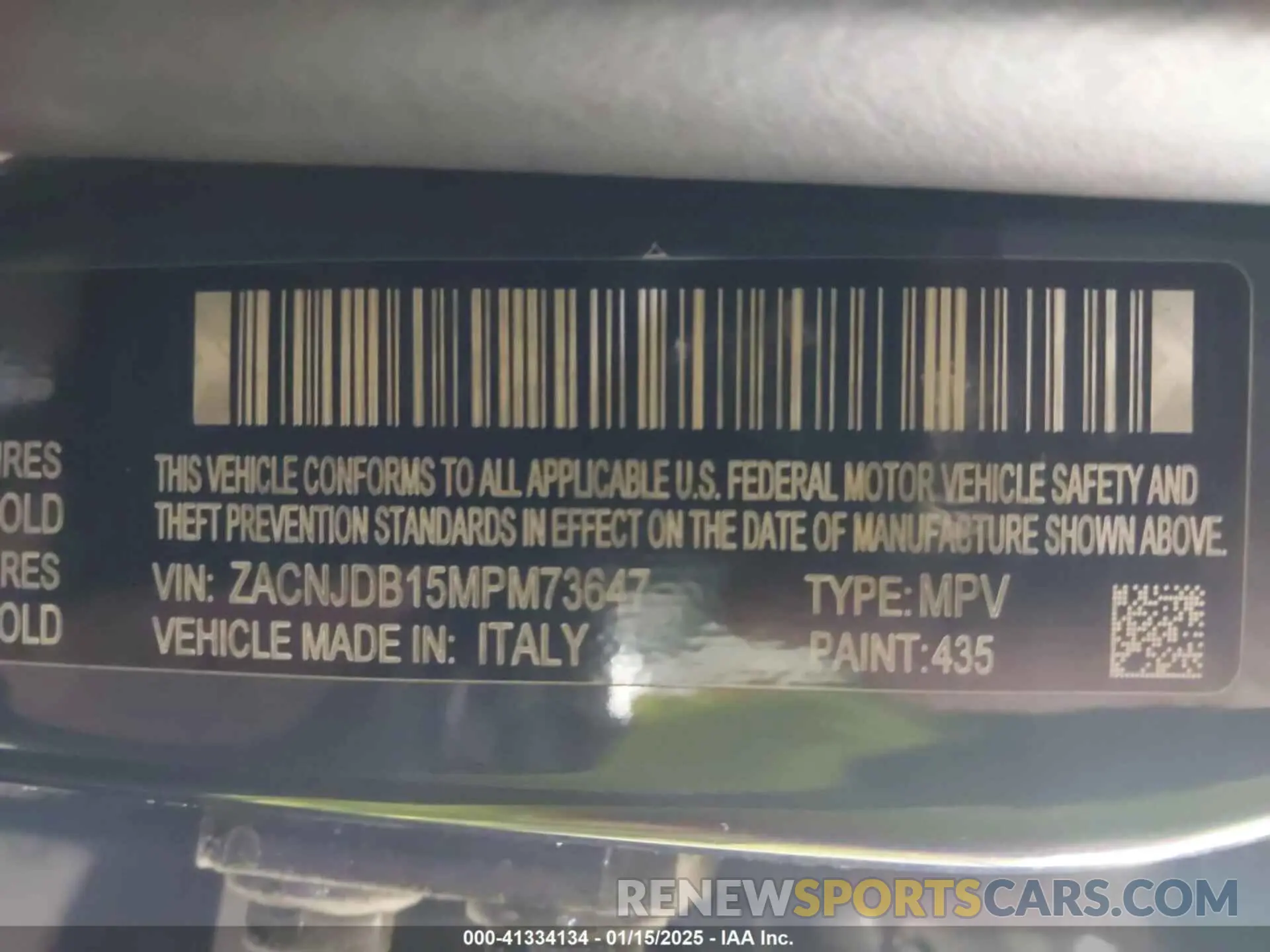 9 fotografías del automóvil dañado ZACNJDB15MPM73647 JEEP RENEGADE 2021