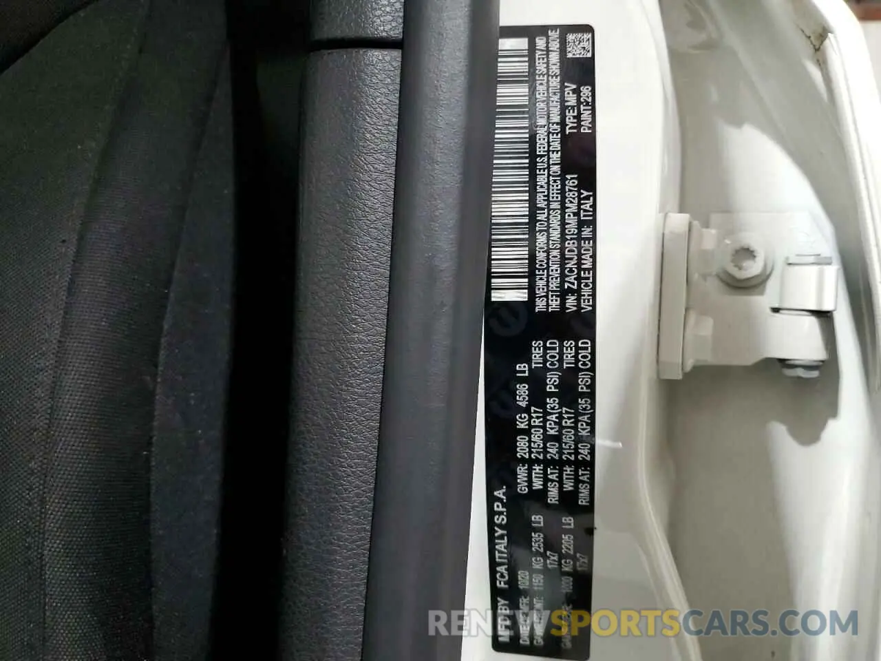 12 fotografías del automóvil dañado ZACNJDB19MPM28761 JEEP RENEGADE 2021
