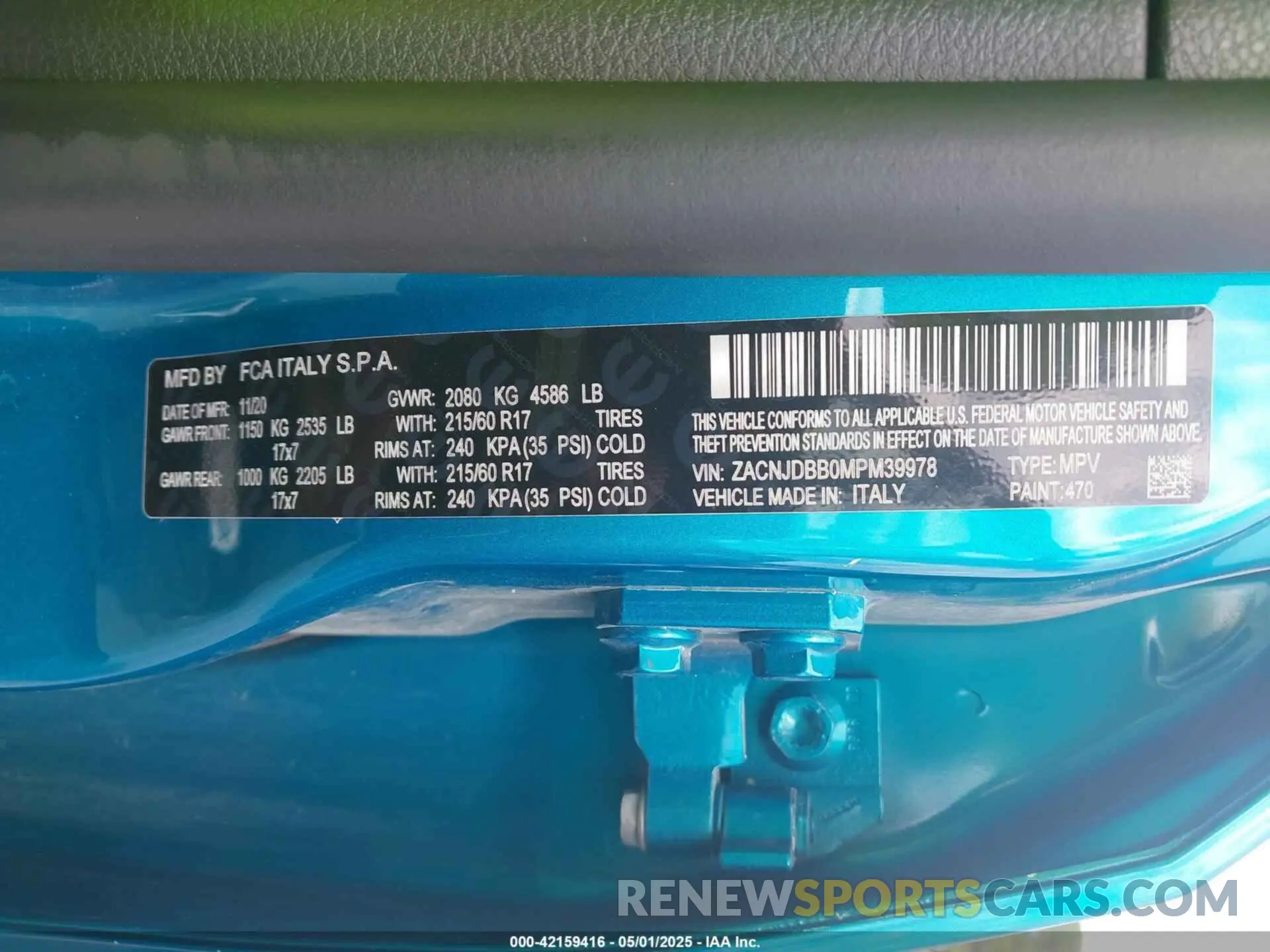 9 fotografías del automóvil dañado ZACNJDBB0MPM39978 JEEP RENEGADE 2021