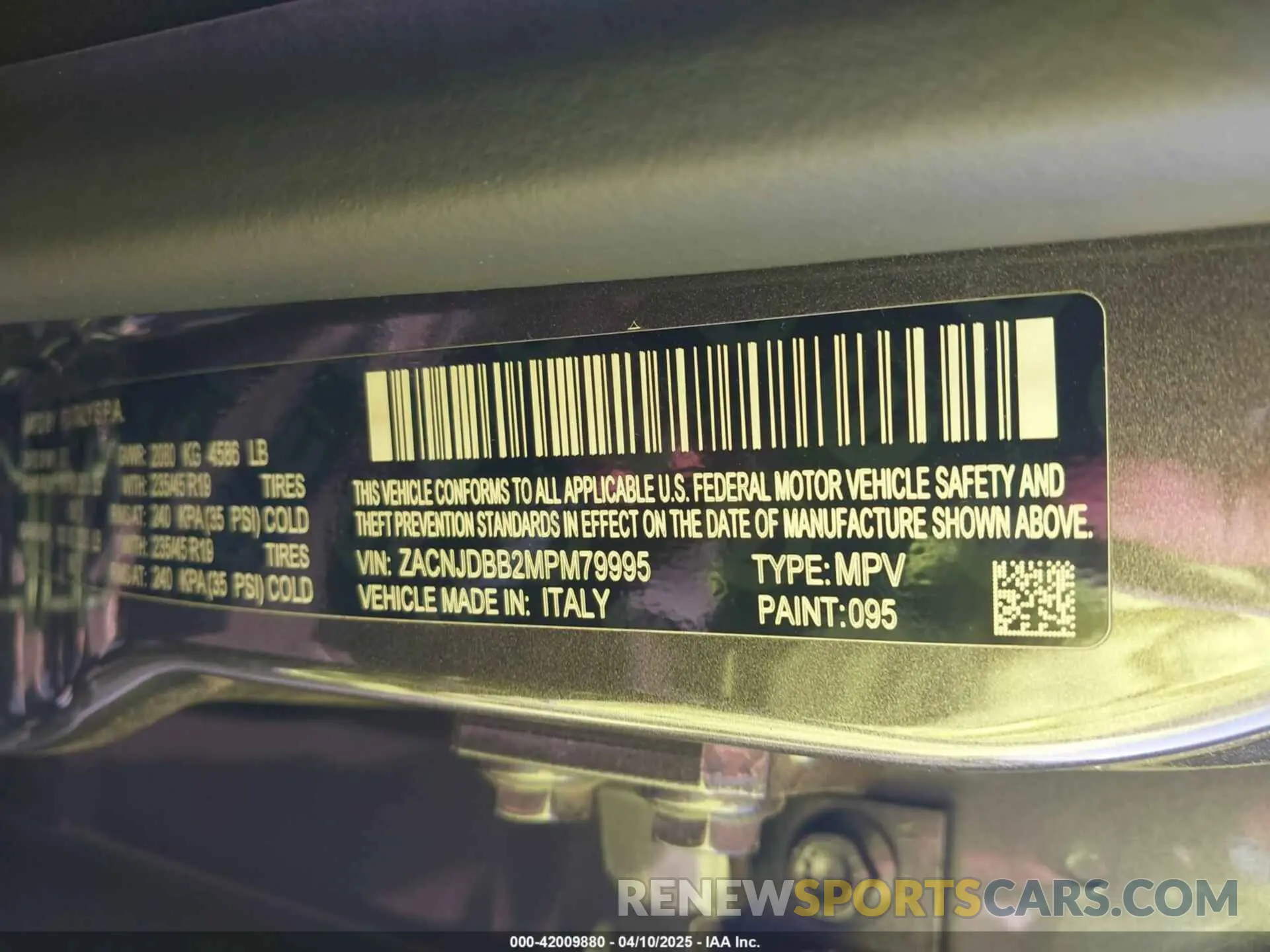 9 fotografías del automóvil dañado ZACNJDBB2MPM79995 JEEP RENEGADE 2021