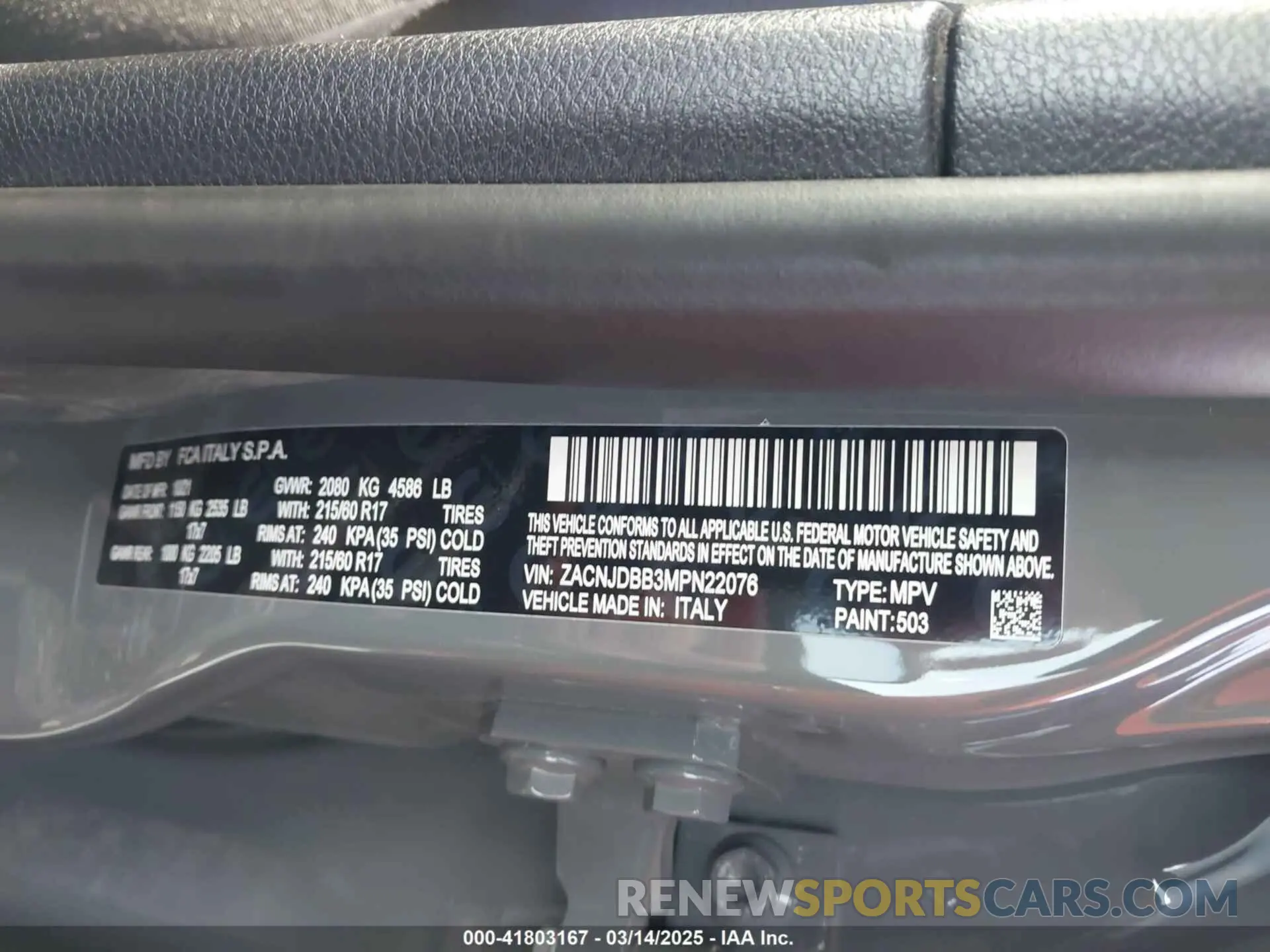 9 fotografías del automóvil dañado ZACNJDBB3MPN22076 JEEP RENEGADE 2021