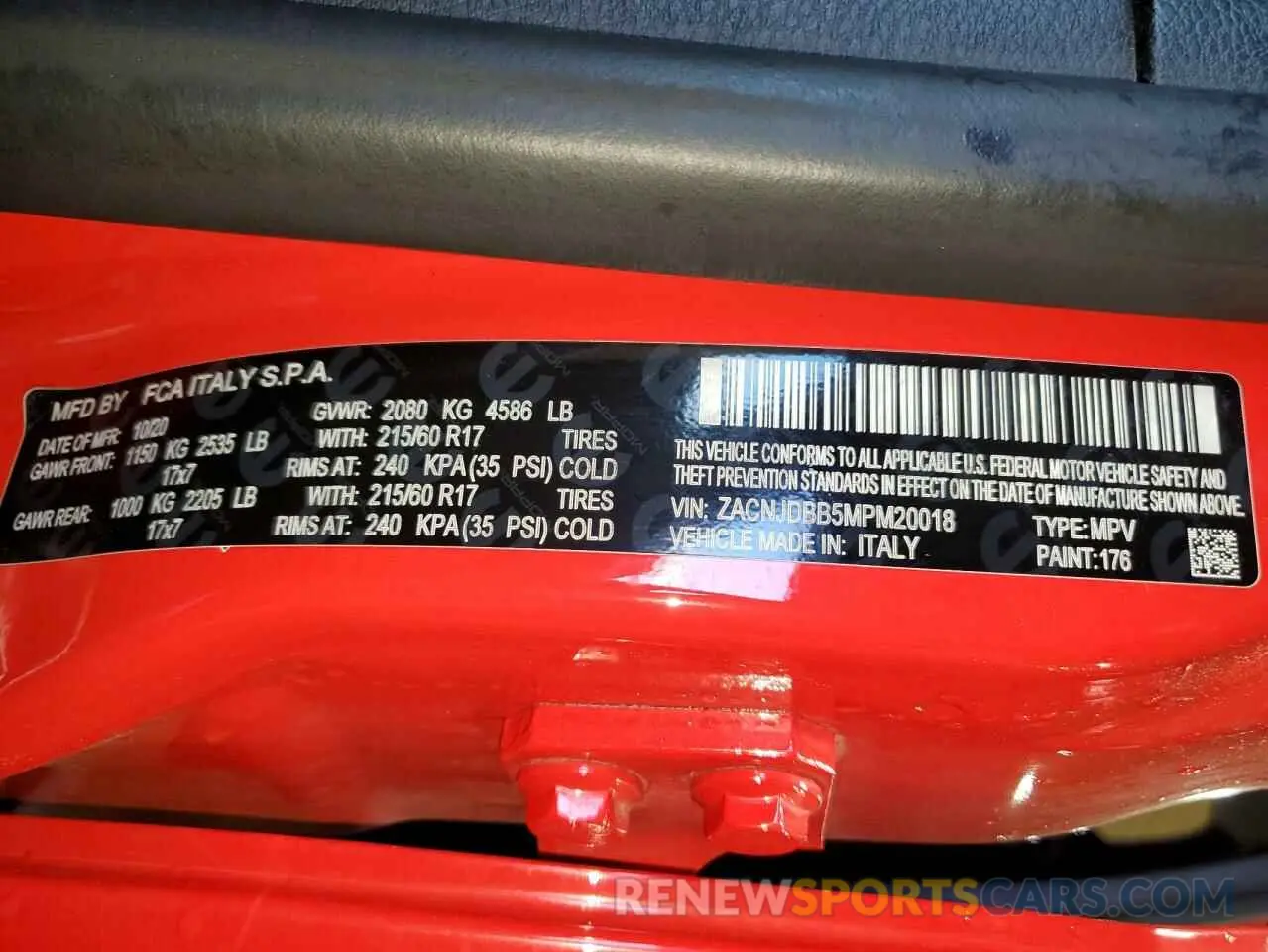 13 fotografías del automóvil dañado ZACNJDBB5MPM20018 JEEP RENEGADE 2021