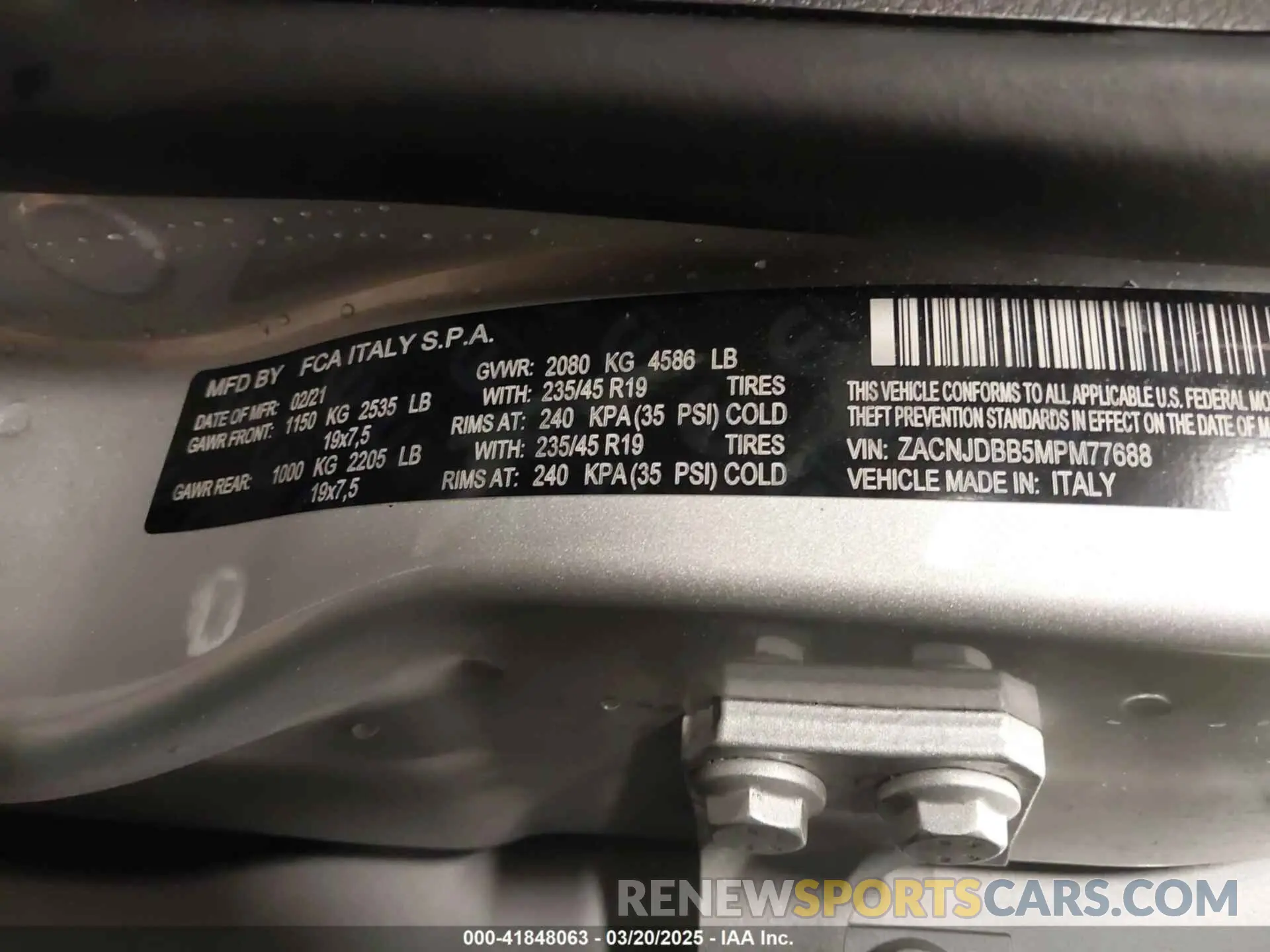 9 fotografías del automóvil dañado ZACNJDBB5MPM77688 JEEP RENEGADE 2021