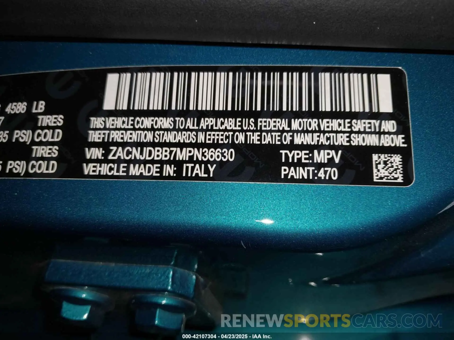 9 fotografías del automóvil dañado ZACNJDBB7MPN36630 JEEP RENEGADE 2021