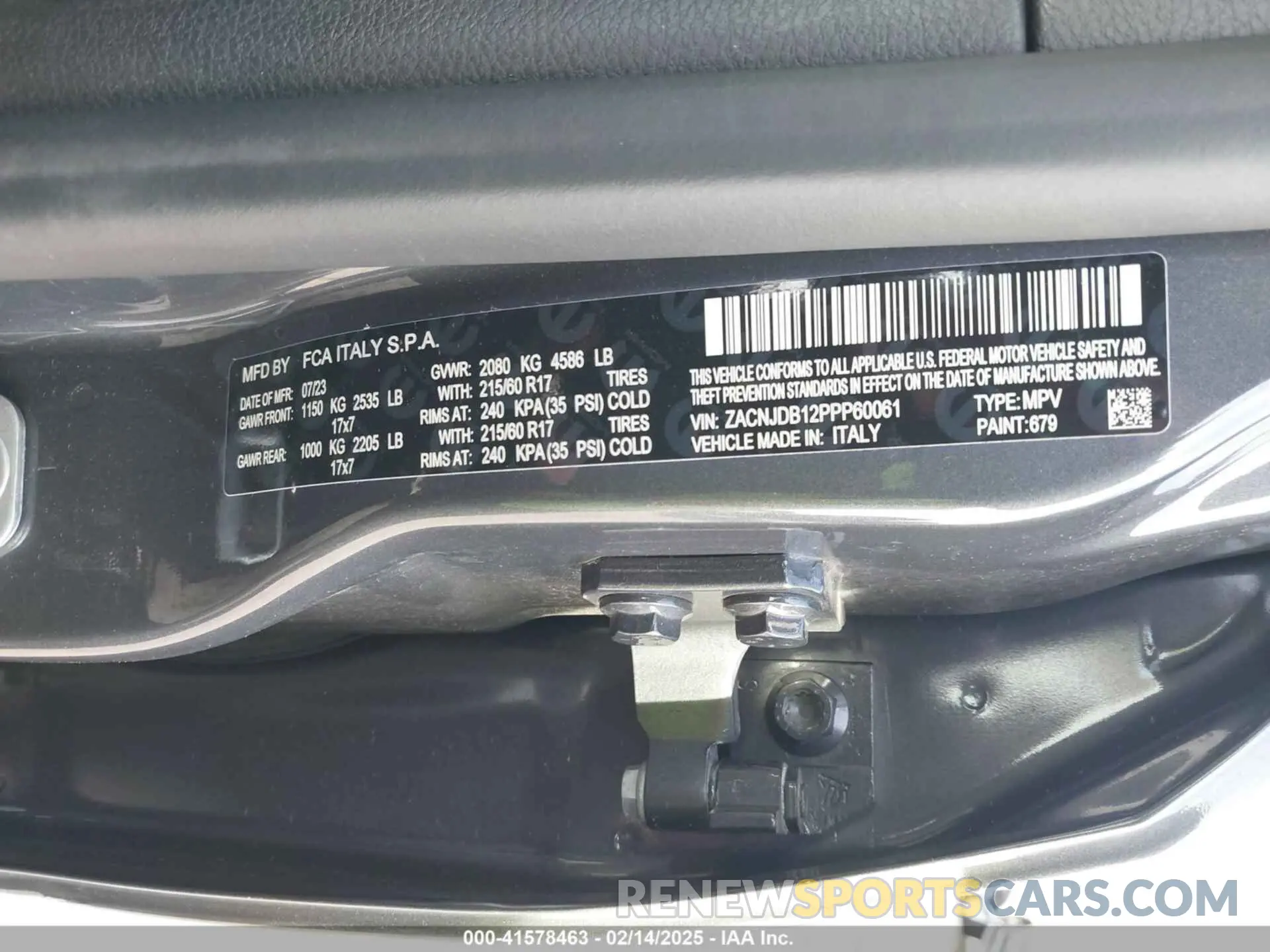 9 fotografías del automóvil dañado ZACNJDB12PPP60061 JEEP RENEGADE 2023