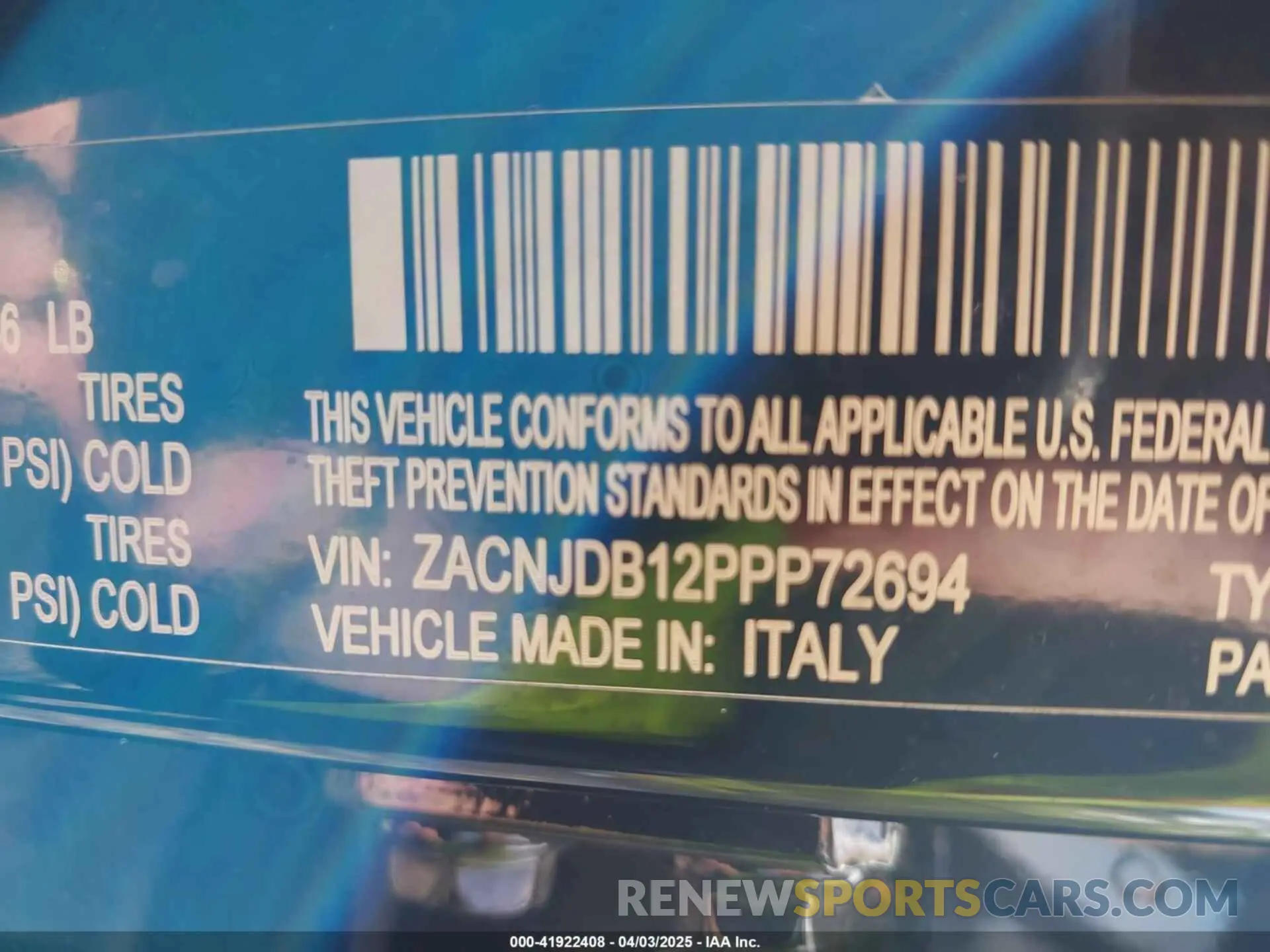 9 fotografías del automóvil dañado ZACNJDB12PPP72694 JEEP RENEGADE 2023