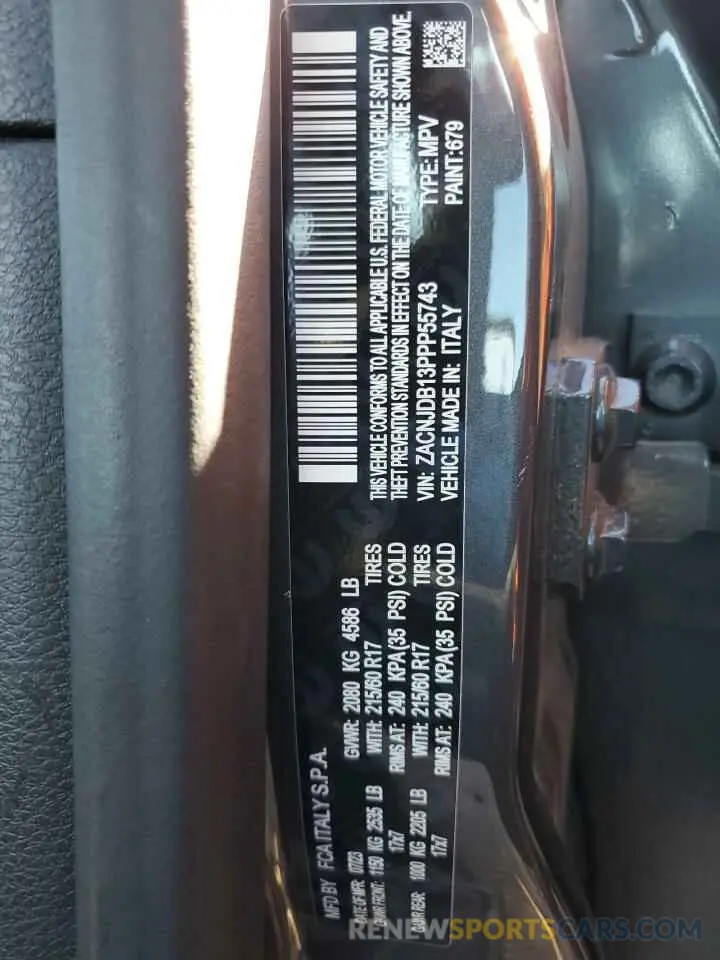 13 fotografías del automóvil dañado ZACNJDB13PPP55743 JEEP RENEGADE 2023