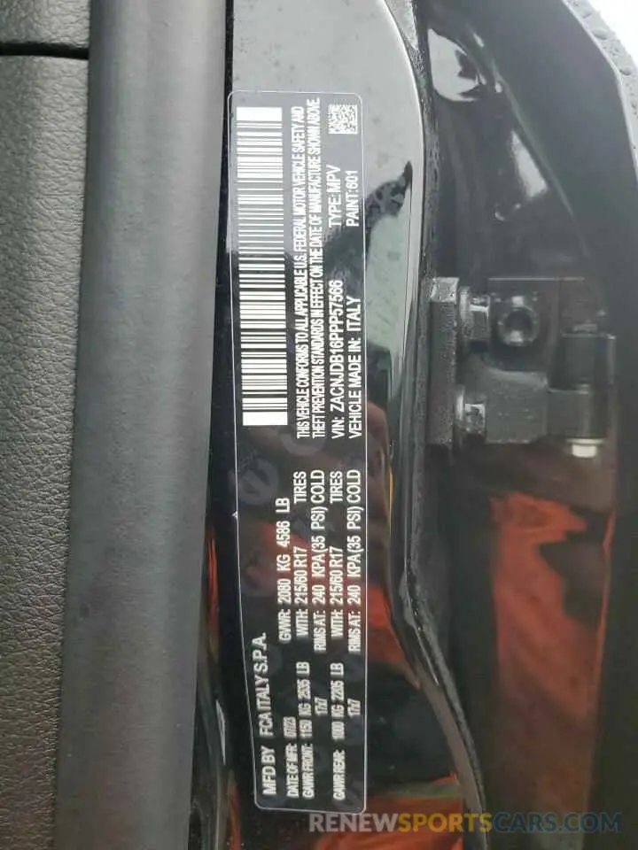 12 fotografías del automóvil dañado ZACNJDB16PPP57566 JEEP RENEGADE 2023