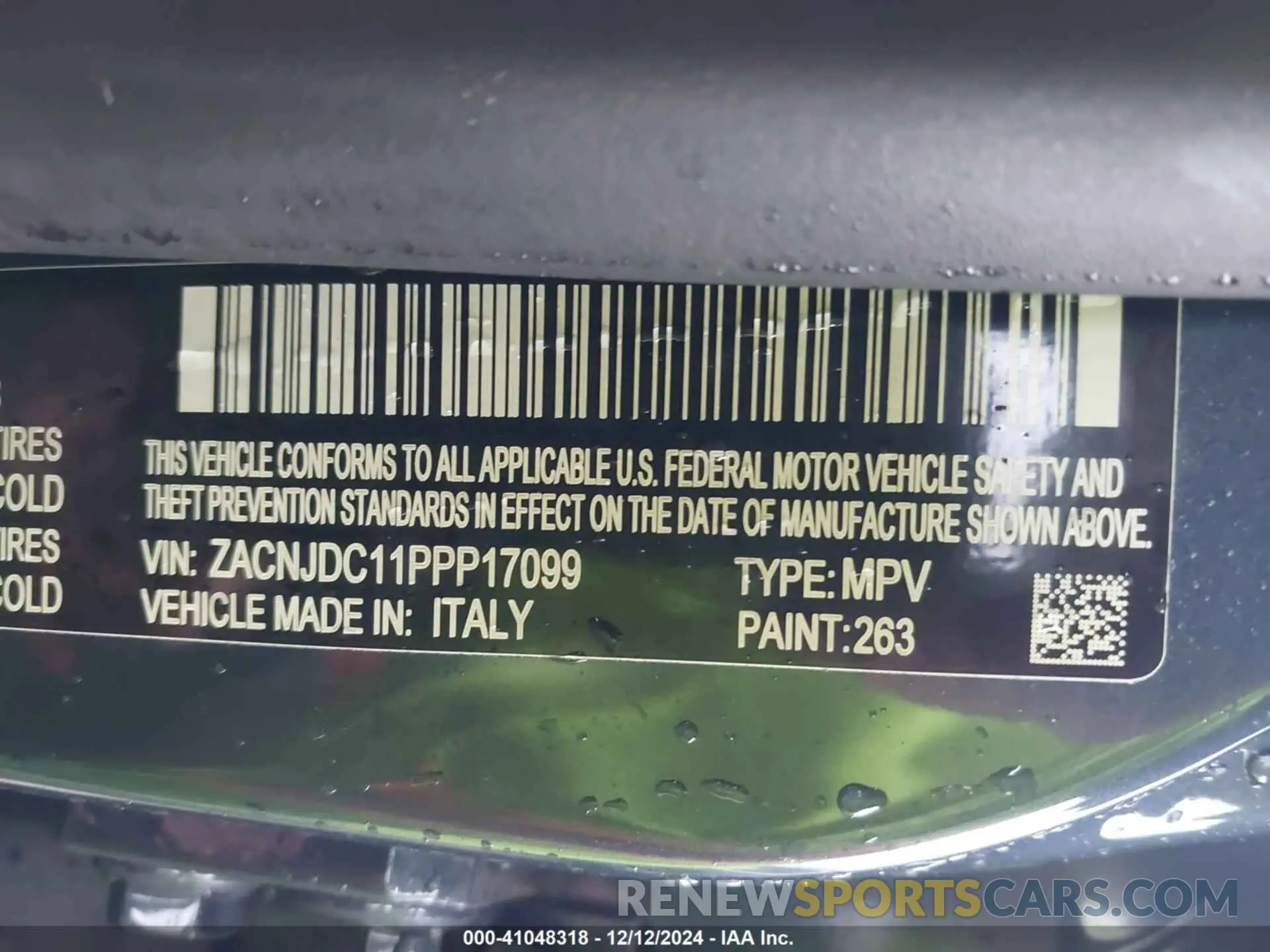 9 fotografías del automóvil dañado ZACNJDC11PPP17099 JEEP RENEGADE 2023