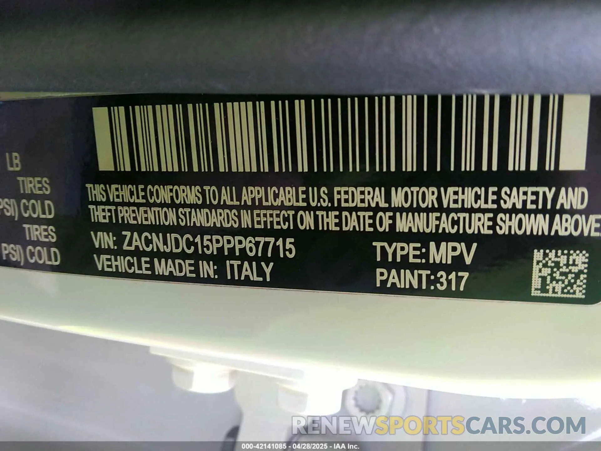 9 fotografías del automóvil dañado ZACNJDC15PPP67715 JEEP RENEGADE 2023