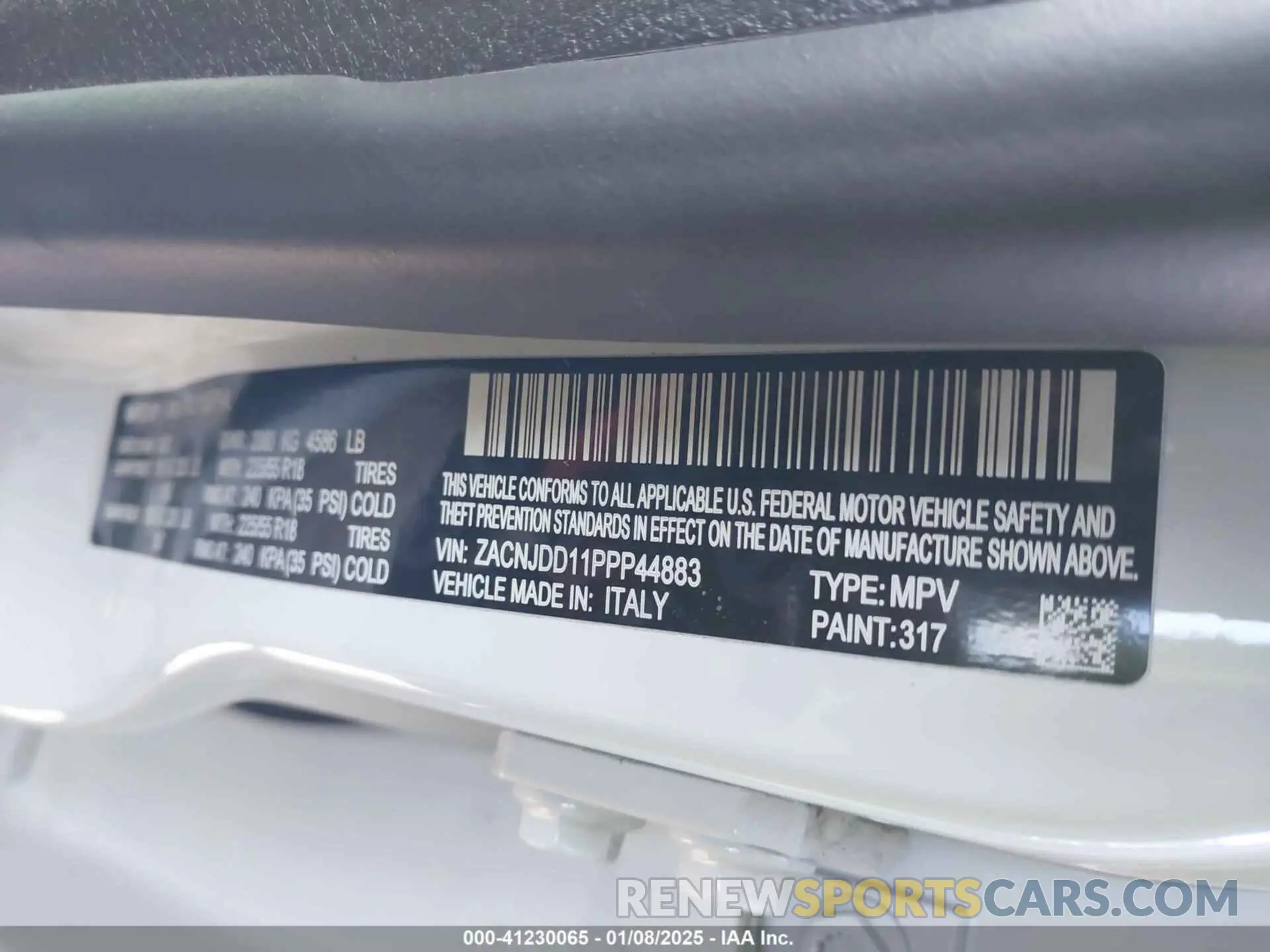 9 fotografías del automóvil dañado ZACNJDD11PPP44883 JEEP RENEGADE 2023