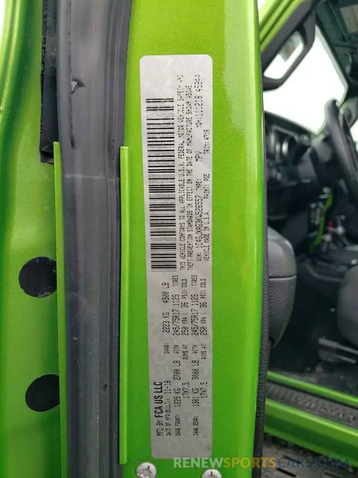 13 fotografías del automóvil dañado 1C4GJXAG3KW526557 JEEP WRANGLER 2019