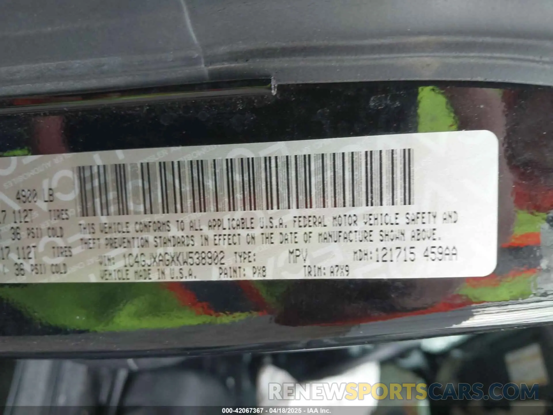 9 fotografías del automóvil dañado 1C4GJXAGXKW538902 JEEP WRANGLER 2019