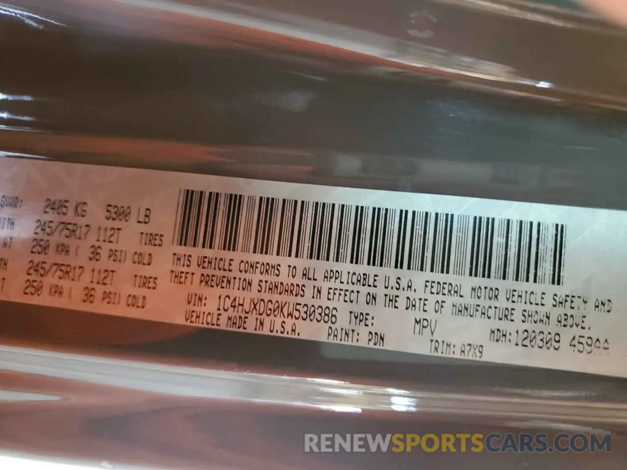 12 fotografías del automóvil dañado 1C4HJXDG0KW530386 JEEP WRANGLER 2019