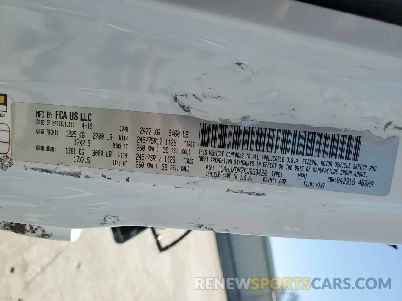 15 fotografías del automóvil dañado 1C4HJXDN7KW638020 JEEP WRANGLER 2019