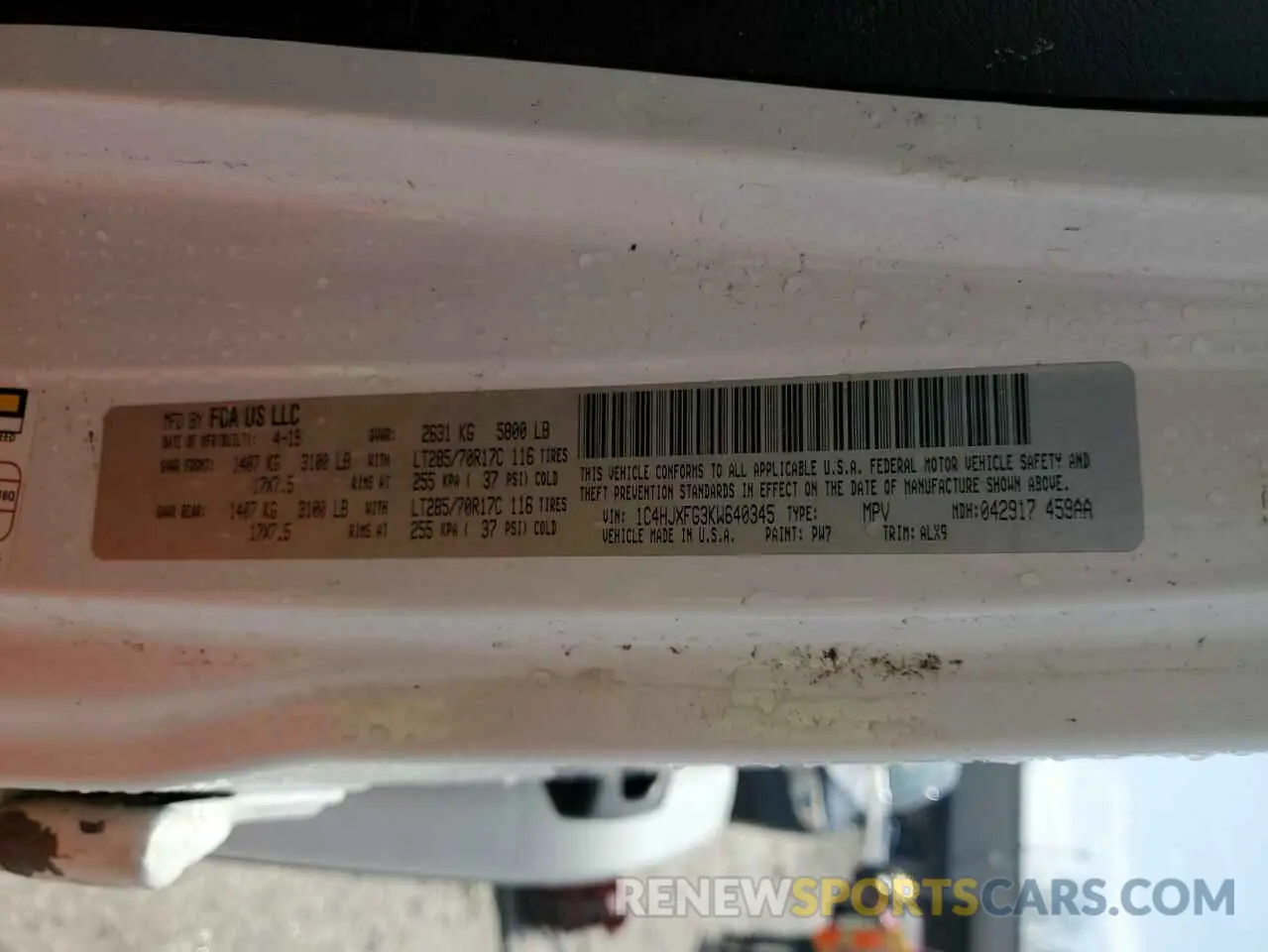14 fotografías del automóvil dañado 1C4HJXFG3KW640345 JEEP WRANGLER 2019