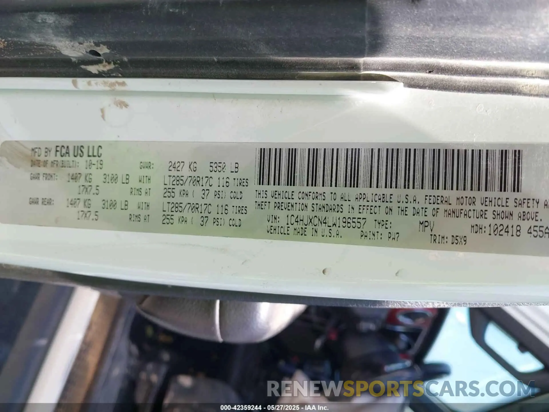 9 fotografías del automóvil dañado 1C4HJXCN4LW196557 JEEP WRANGLER 2020
