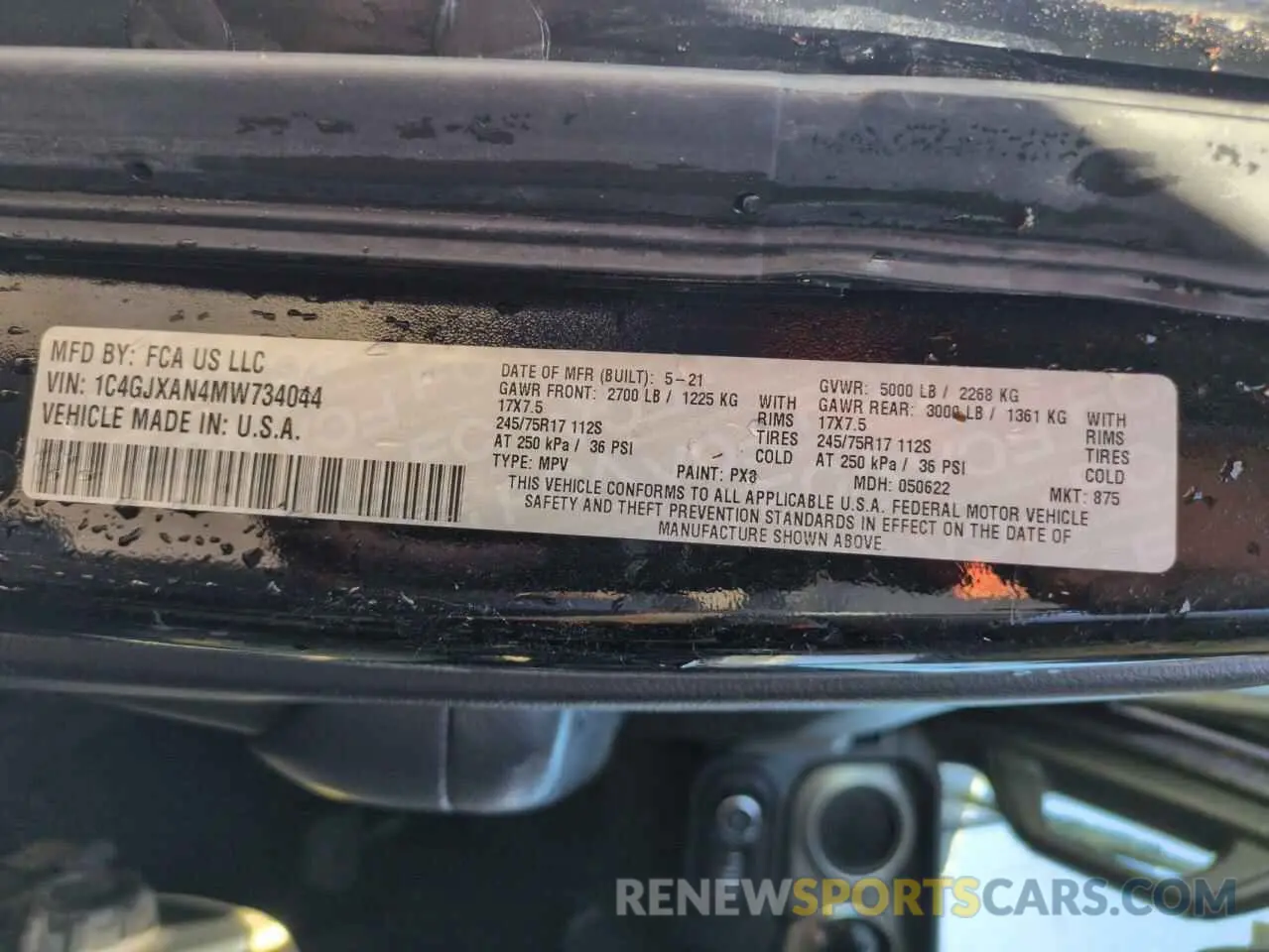 14 fotografías del automóvil dañado 1C4GJXAN4MW734044 JEEP WRANGLER 2021