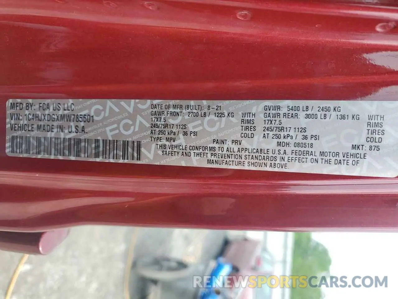 13 fotografías del automóvil dañado 1C4HJXDGXMW785601 JEEP WRANGLER 2021
